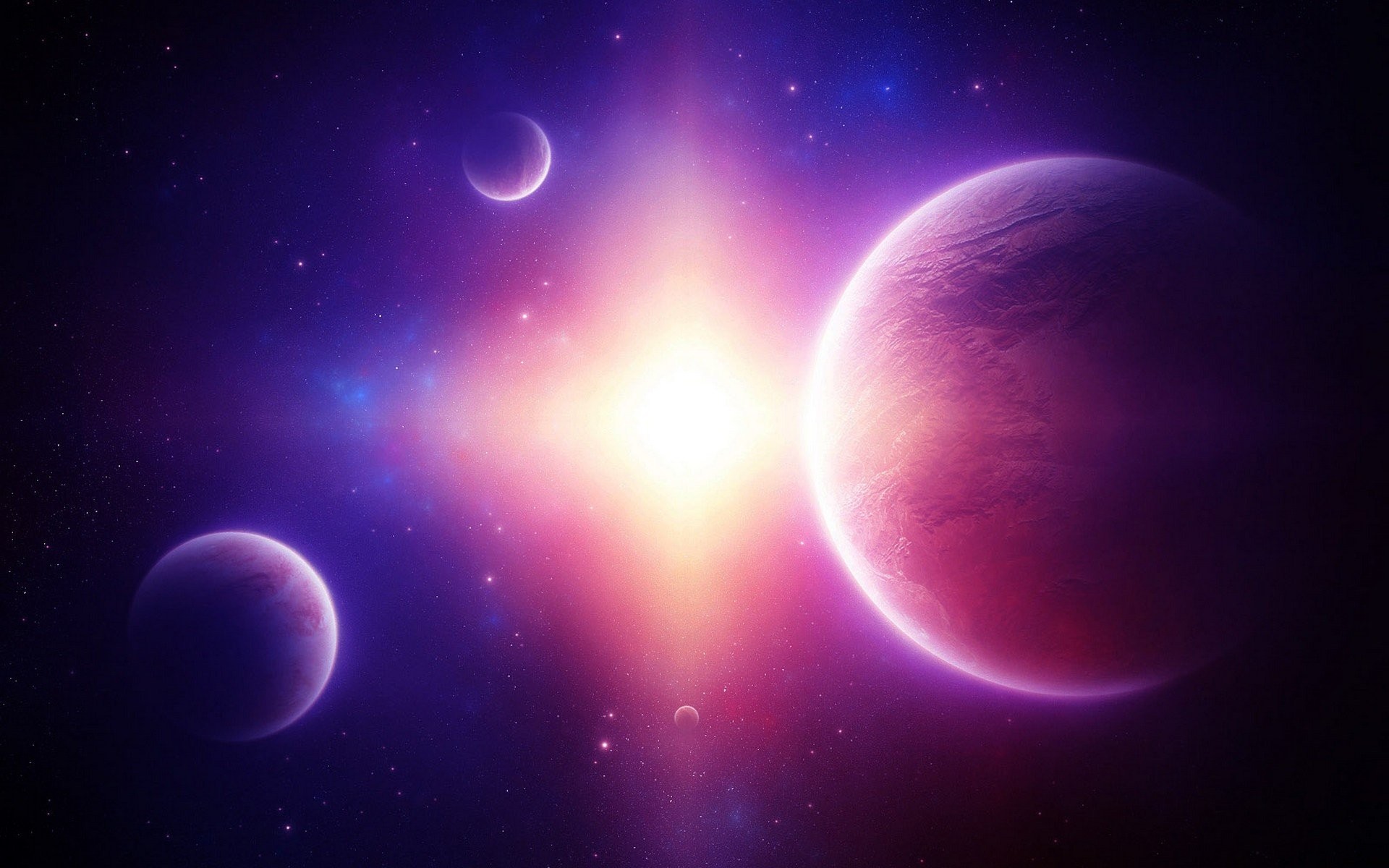 1920x1200 Full HD Wallpapers Blue Purple Space Planets Stars