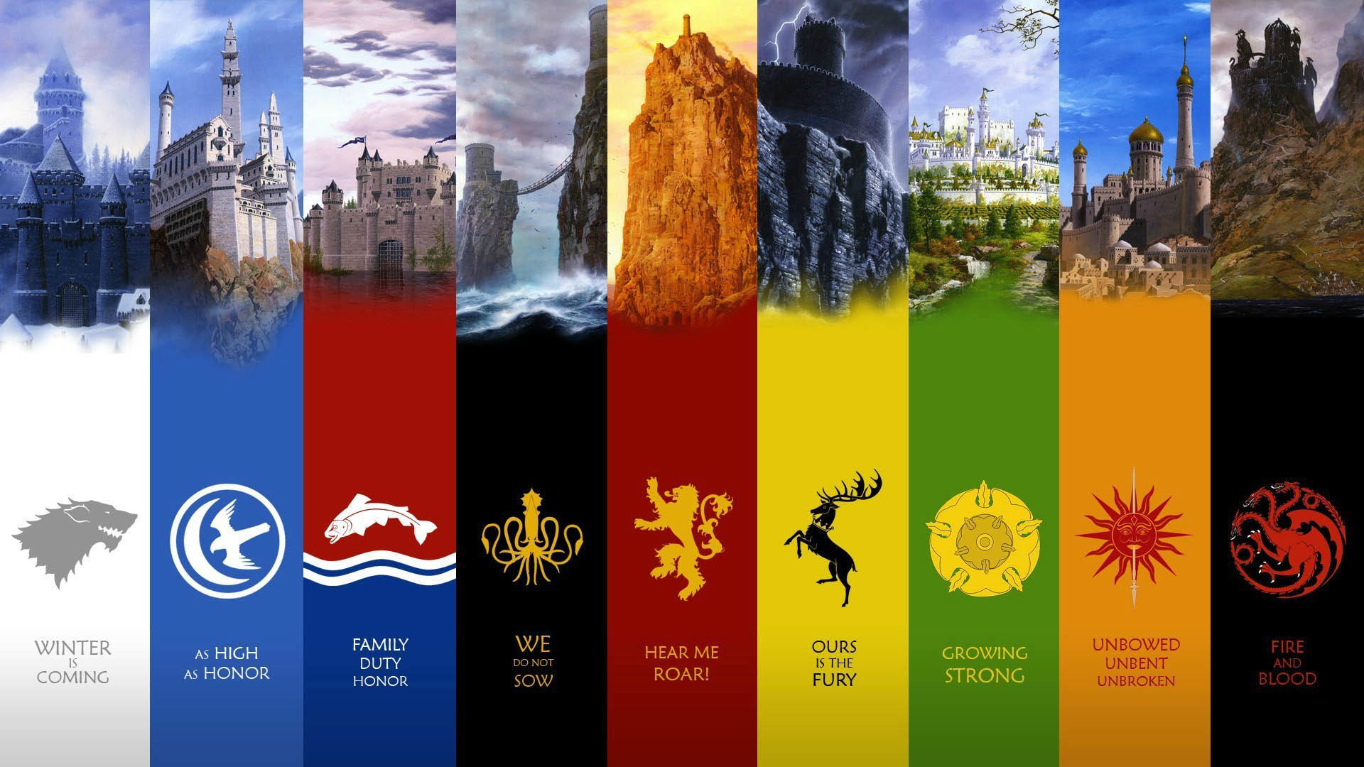 1920x1080 Game of Thrones House Flag & Castle  wallpaper