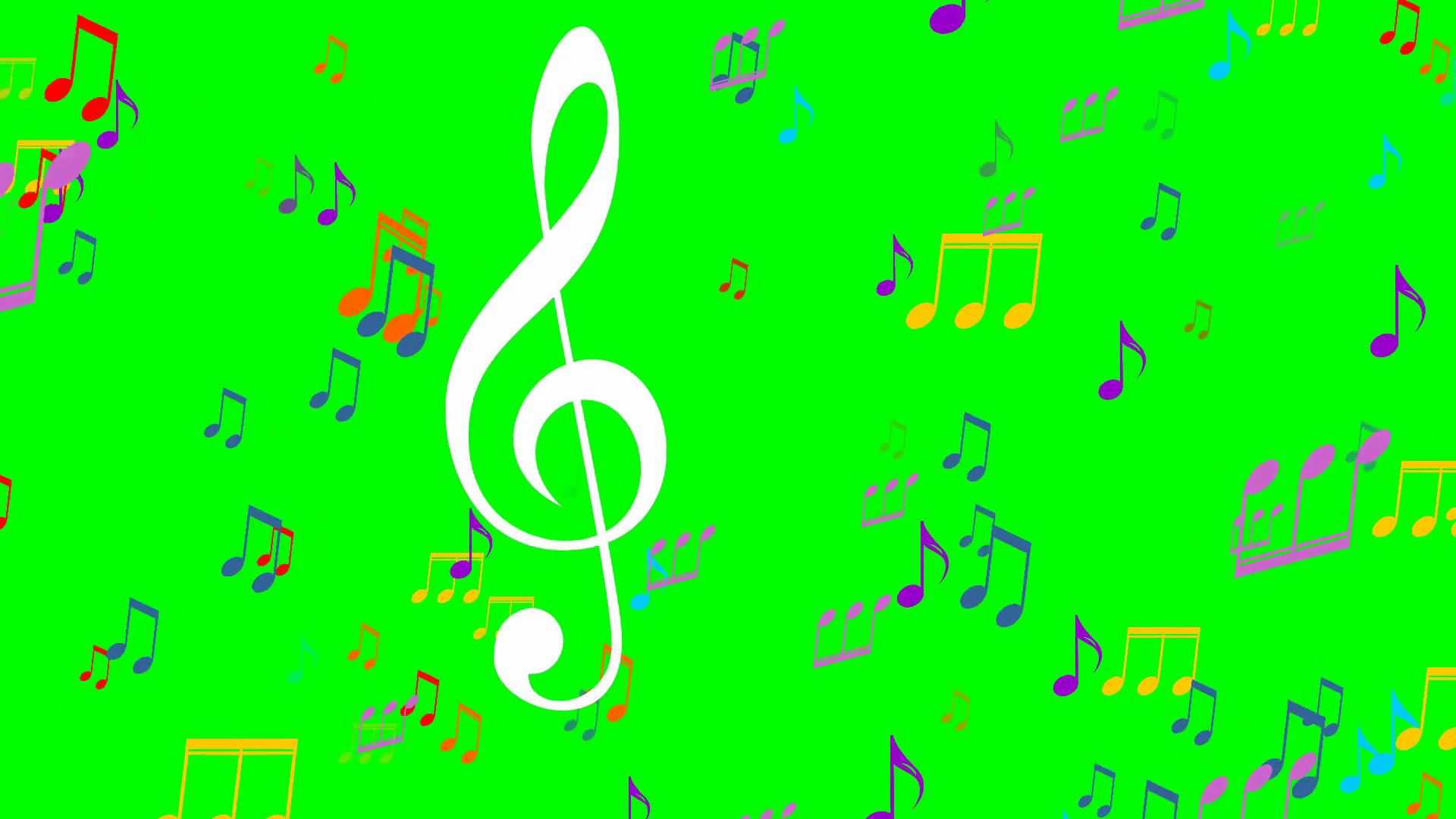 1920x1080 Colored music animation on green screen. Flying colorful music notes, white treble  clef symbol floats in the foreground Stock Video Footage - Storyblocks ...