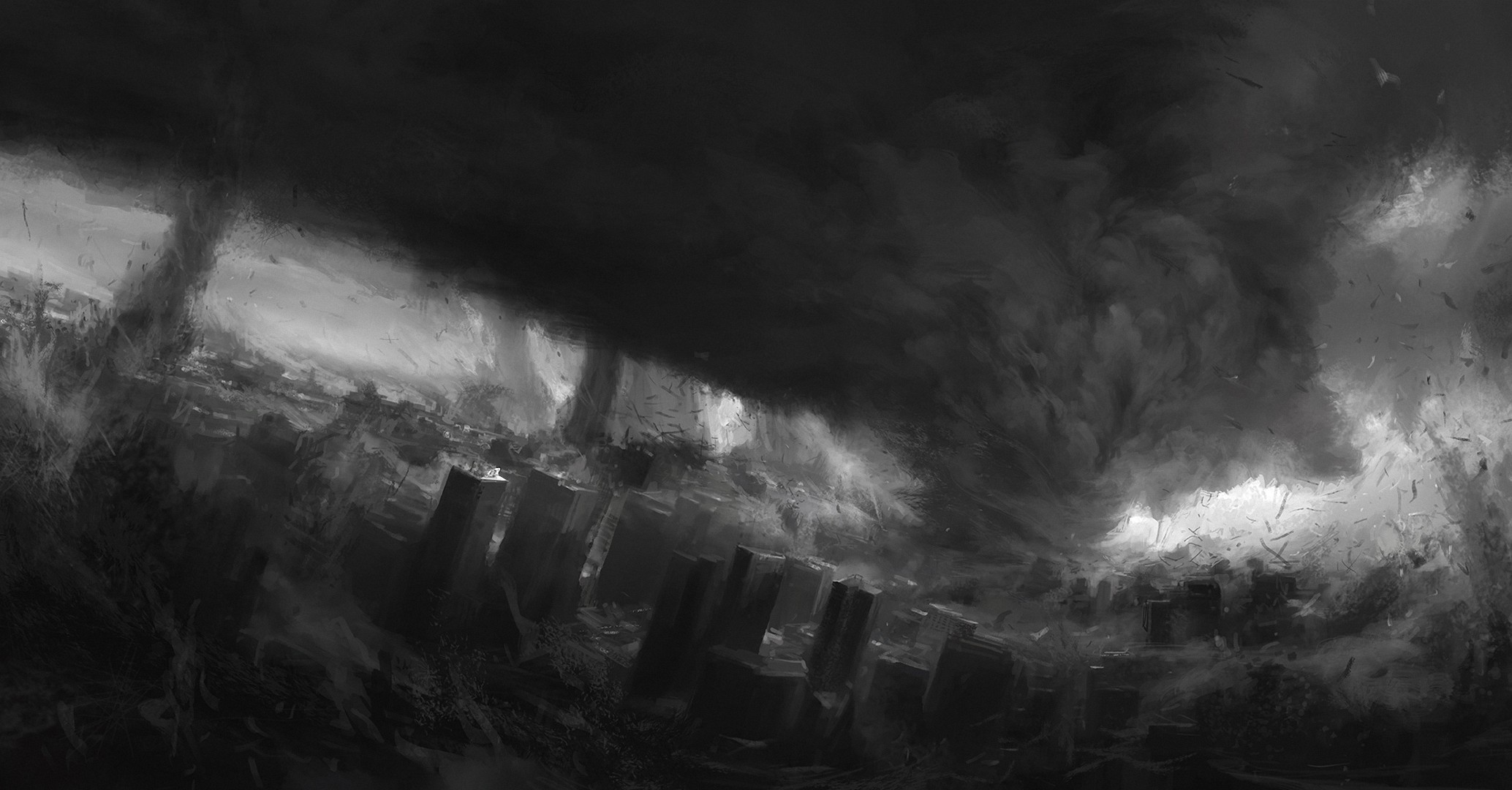 2068x1080 Tornado Fantasy Cities City Apocalyptic Dark Wallpaper At Dark Wallpapers