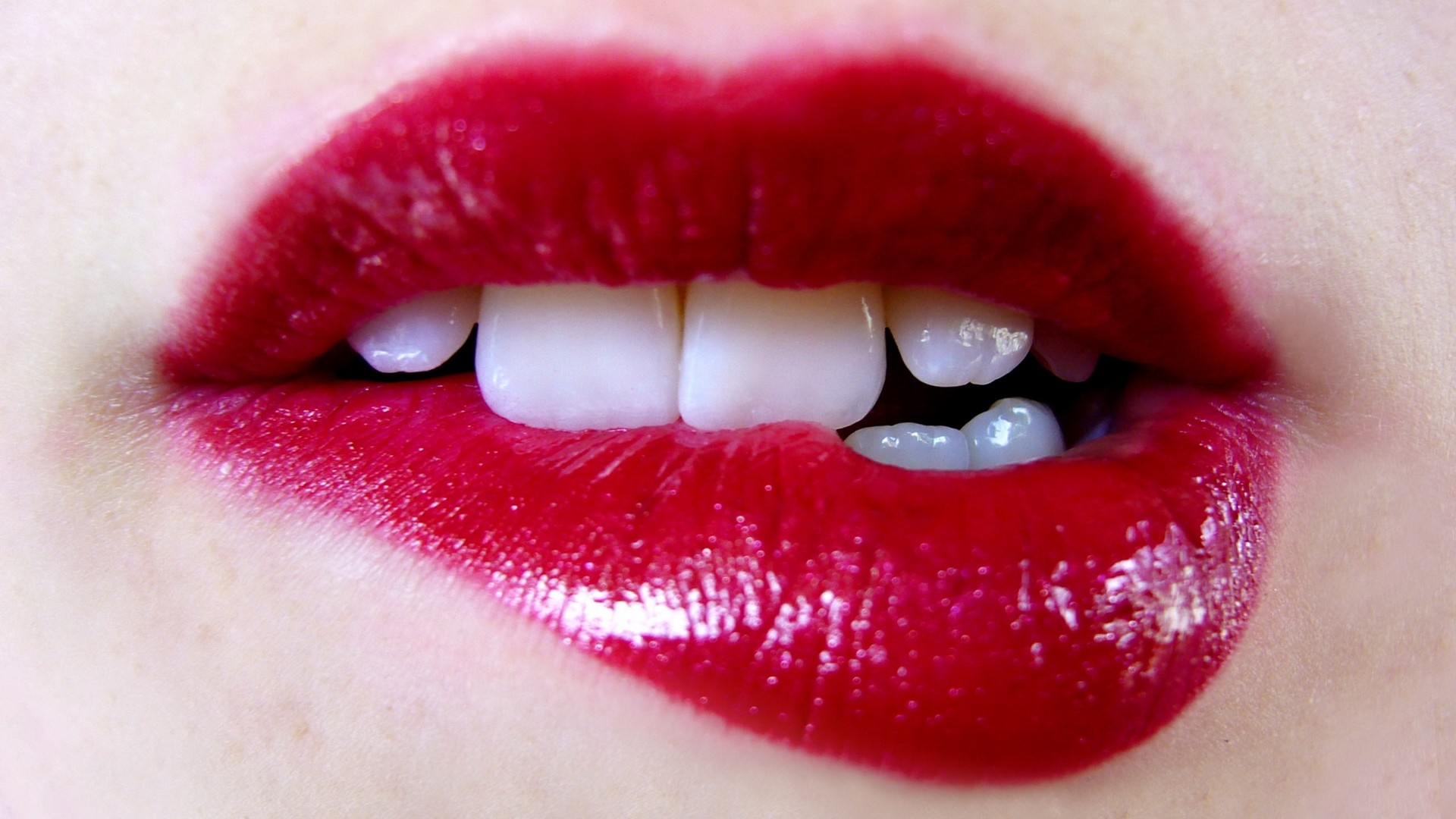 1920x1080  Wallpaper lips, teeth, makeup, lipstick
