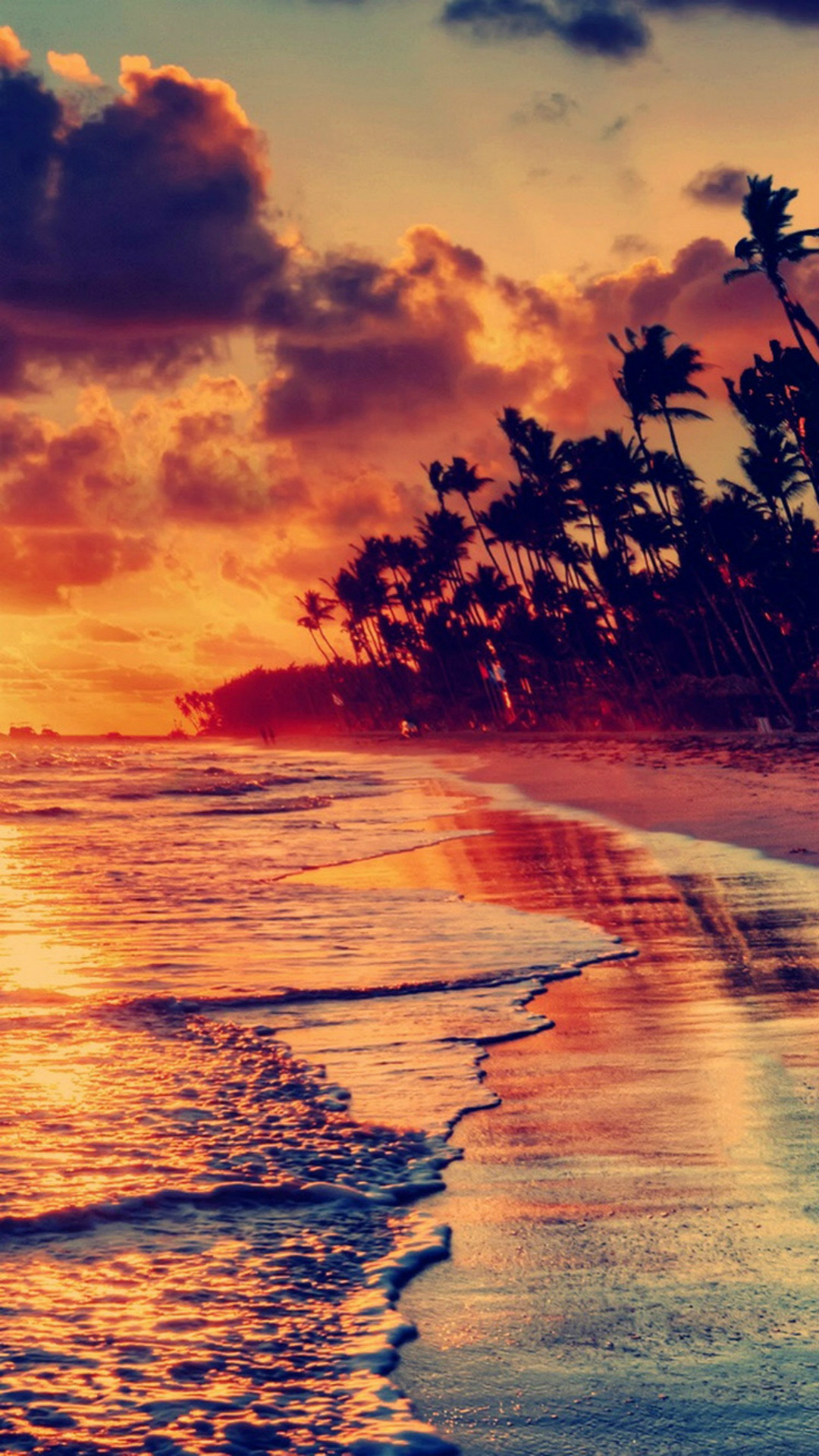 1080x1920 Nature Fire Sunset Beach iPhone 6 wallpaper