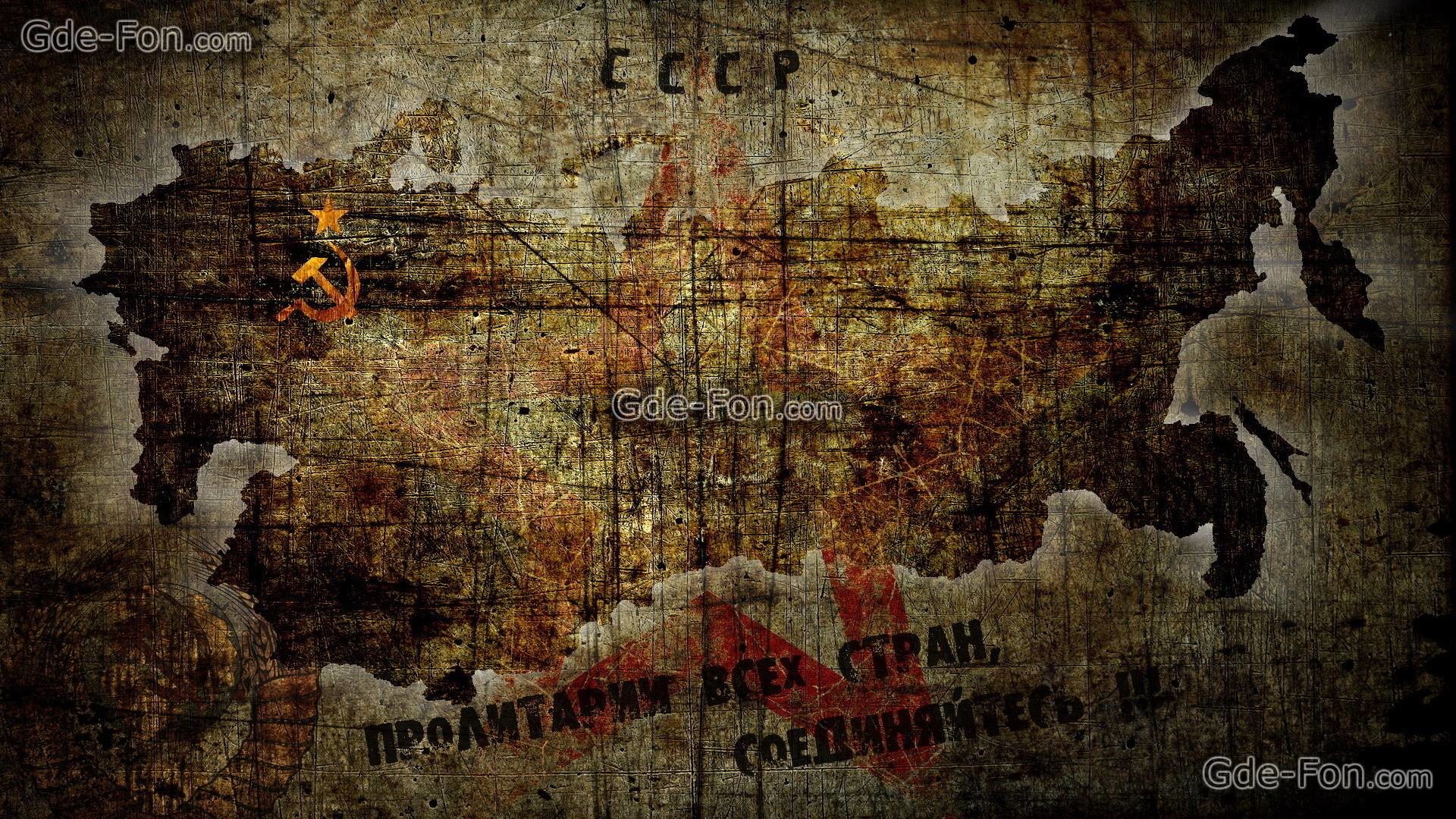 1920x1080 Download wallpaper map, USSR, the Soviet Union, hammer and sickle .