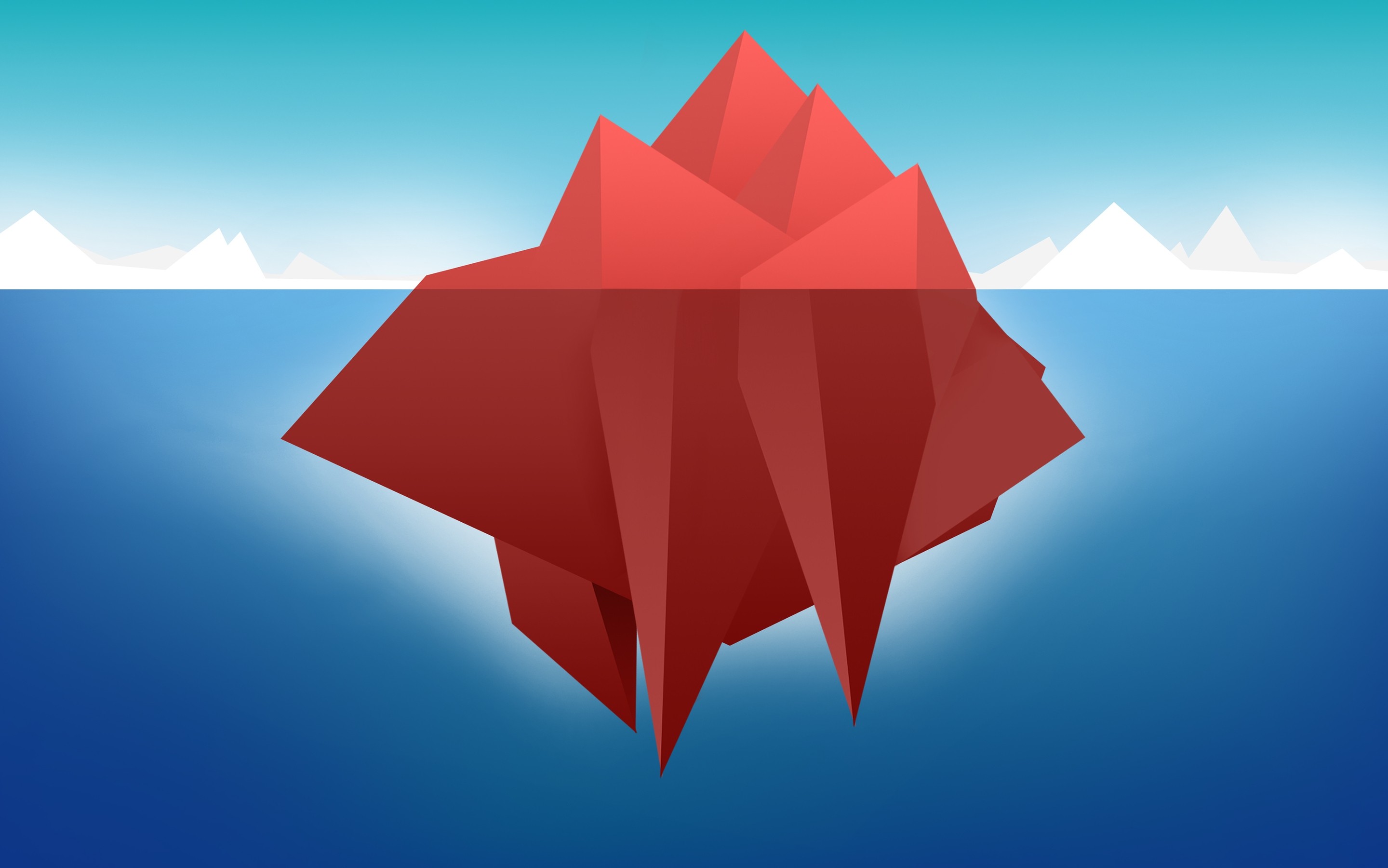 2880x1800 Red Minimal Iceberg Wallpaper