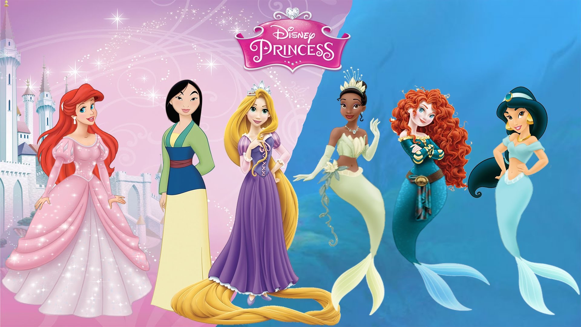 1920x1080 DISNEY PRINCESS Transforms Into MERMAIDS Ariel Rapunzel Jasmine | Coloring  Videos For Kids - YouTube