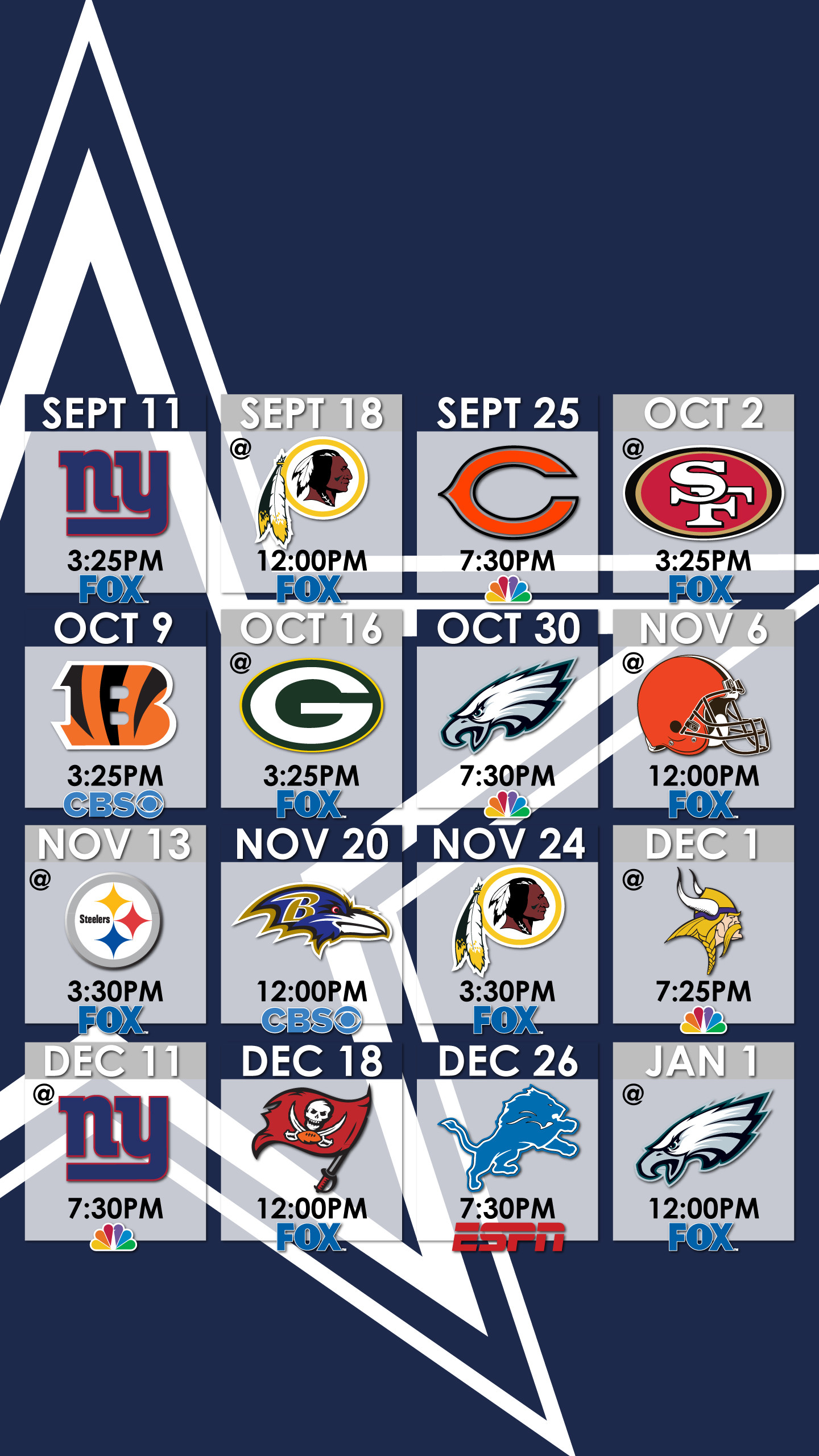 1440x2560 Dallas Cowboys Schedule Wallpaper for iPhone ...