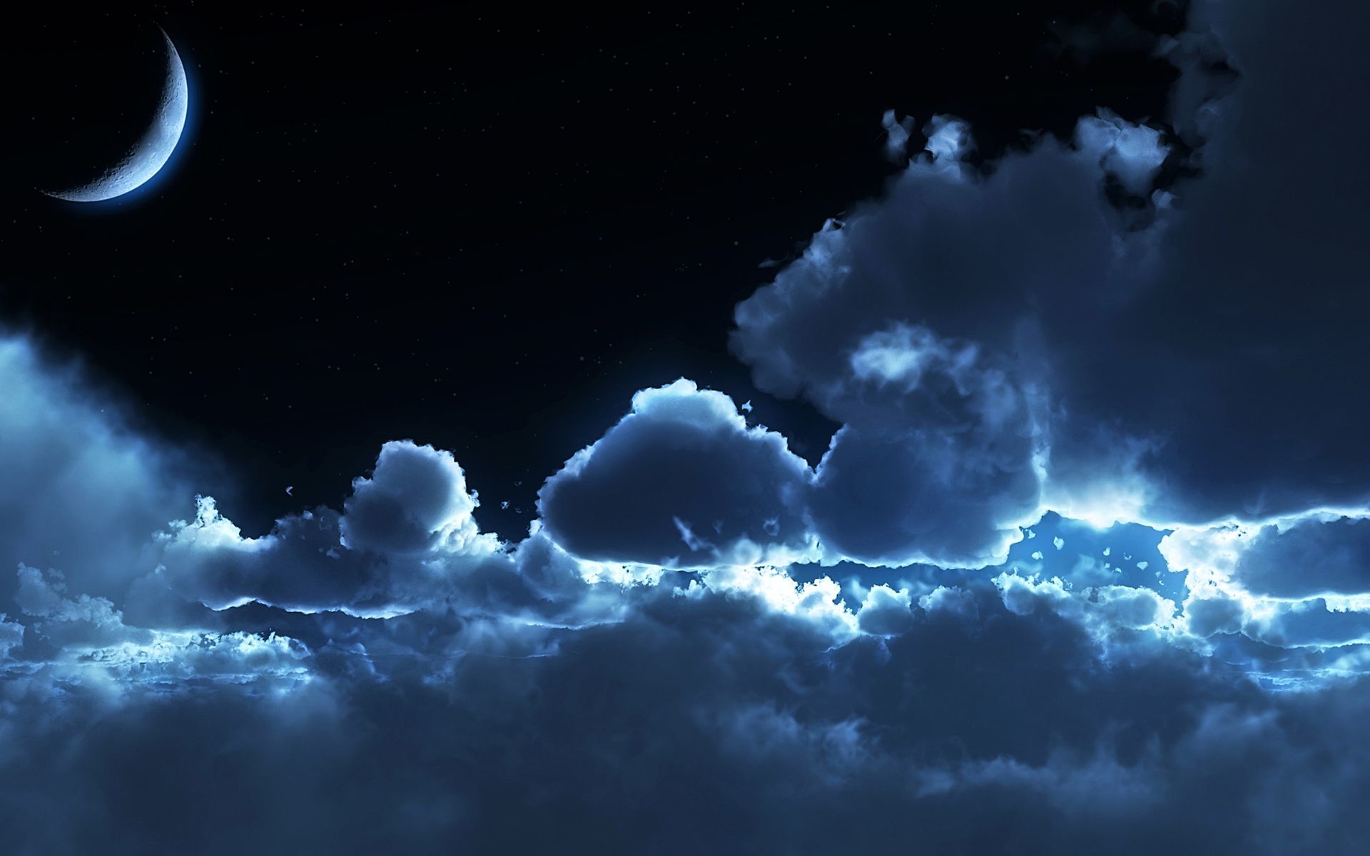 1920x1200 Clouds moon Night sky Starry HD Wallpaper