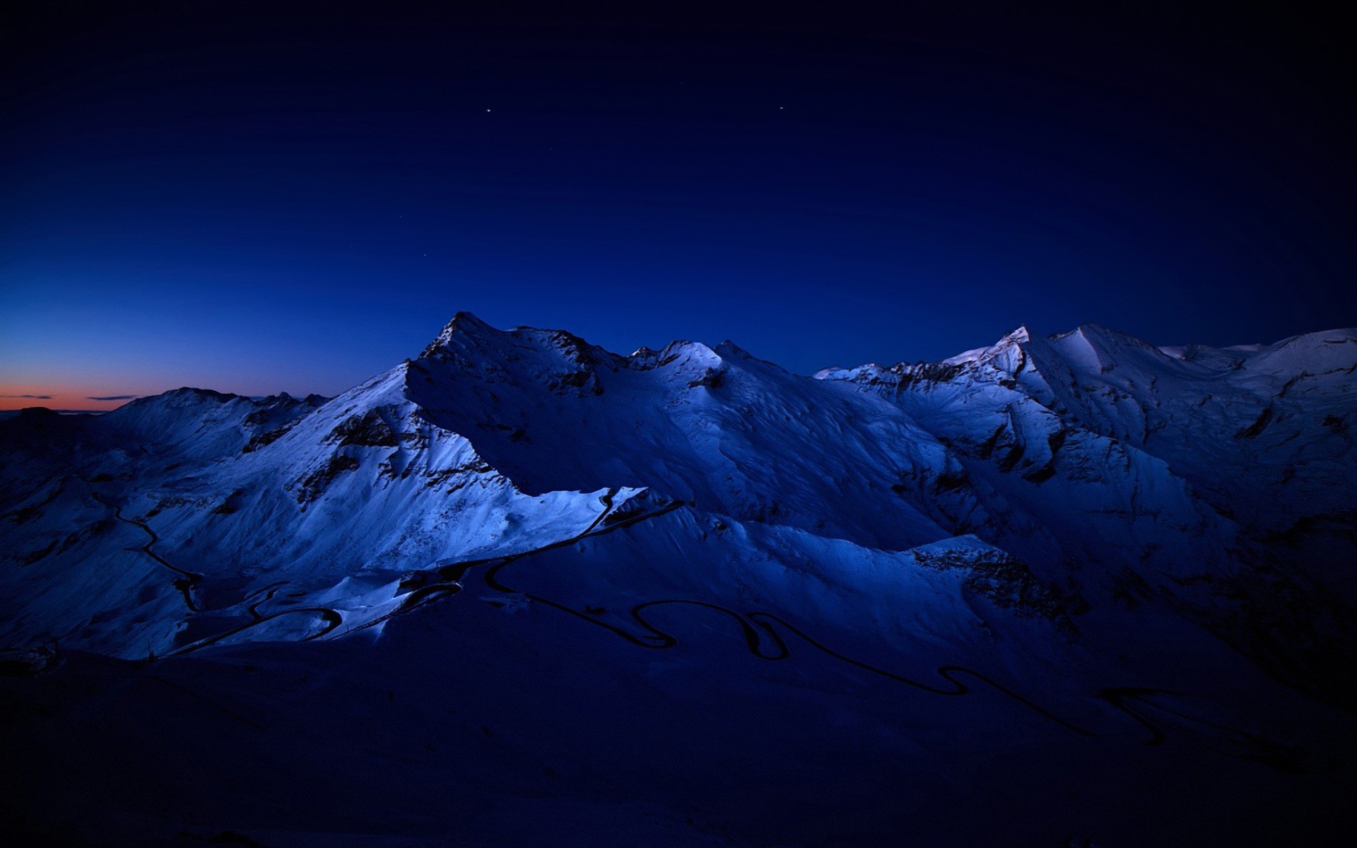 1920x1200 Blue Night HD Wallpaper Snow Mountains Image Widescreen Picture.