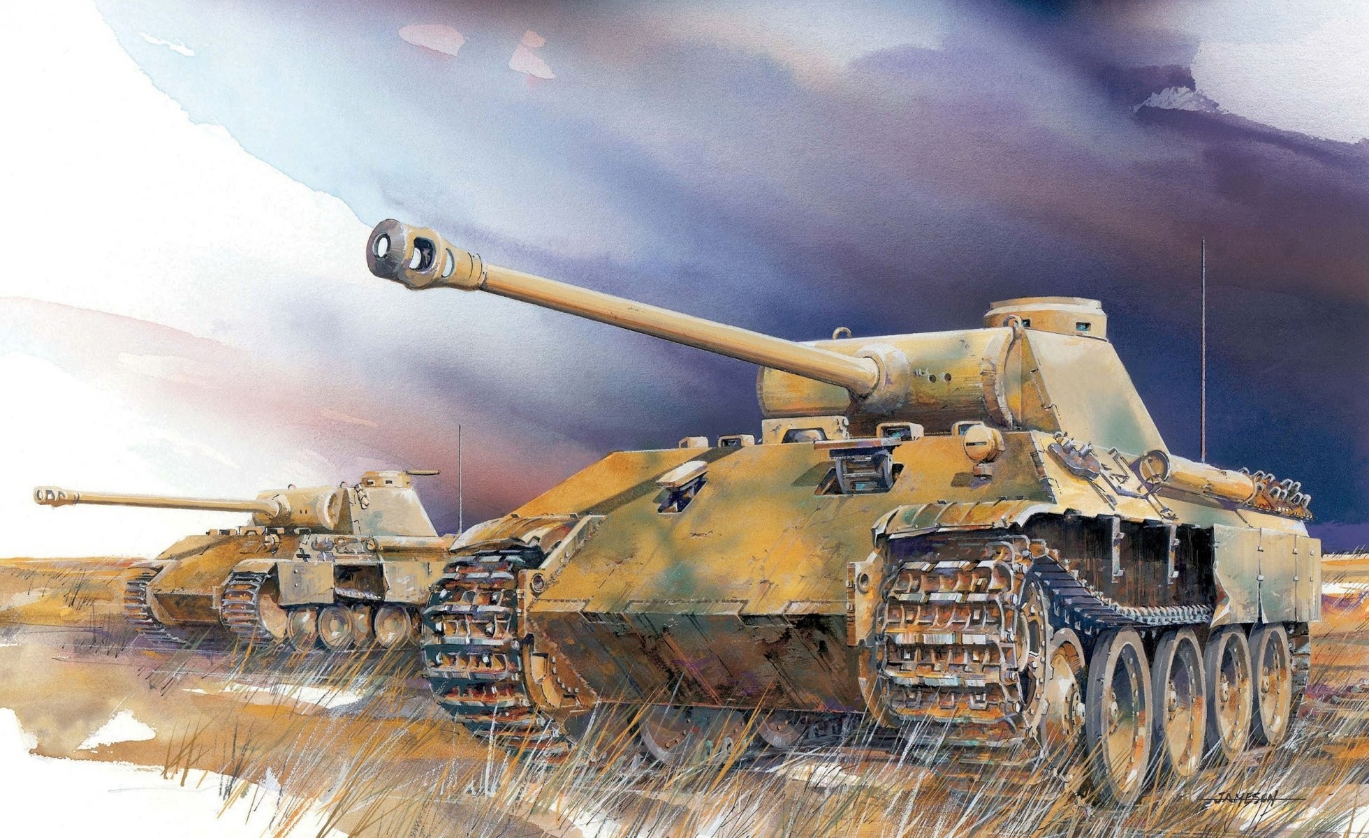 1960x1200 art war the field german tanks panther ausf. d. ww2 art jameson picture