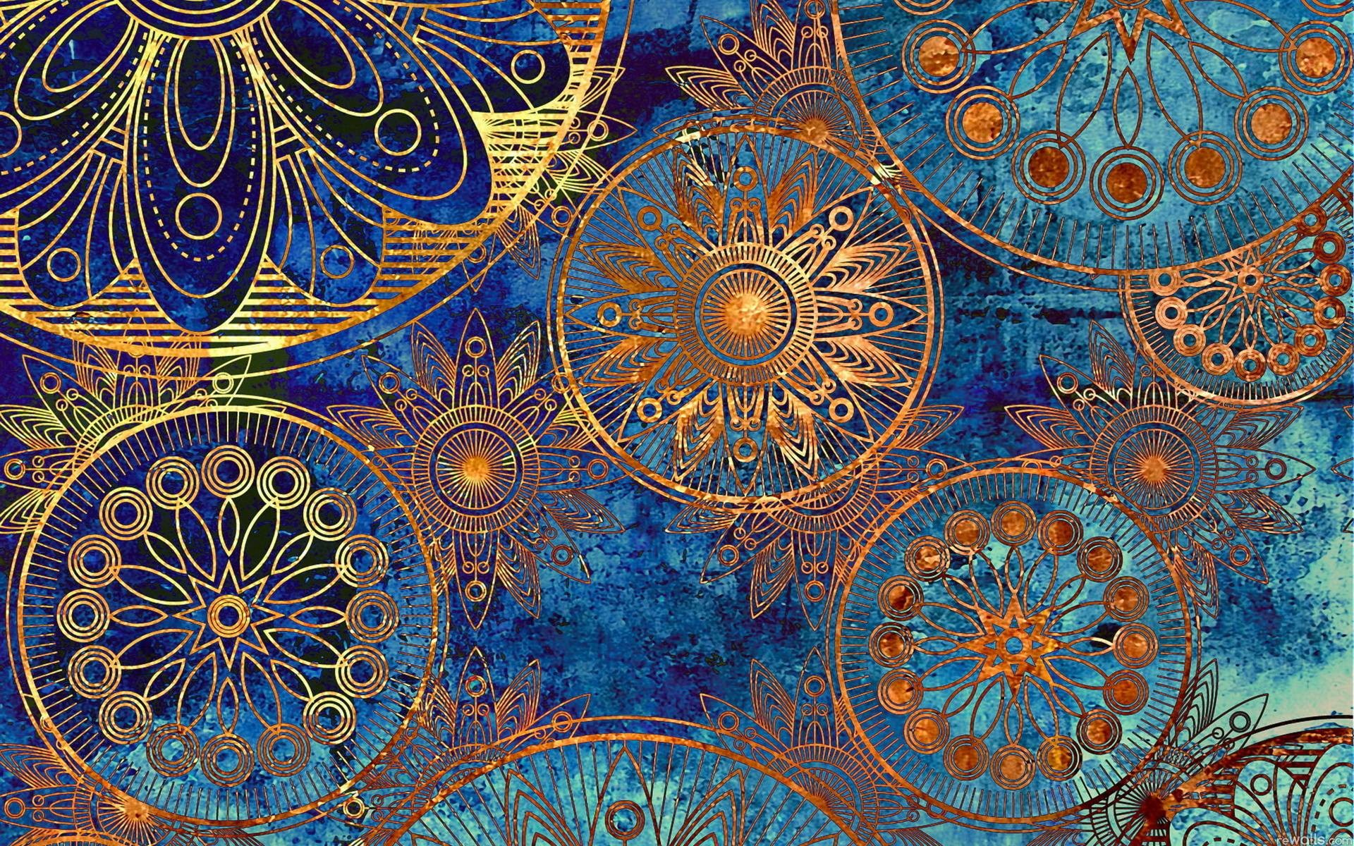 1920x1200 Vintage Drawings on Blue Background | Background and Texture