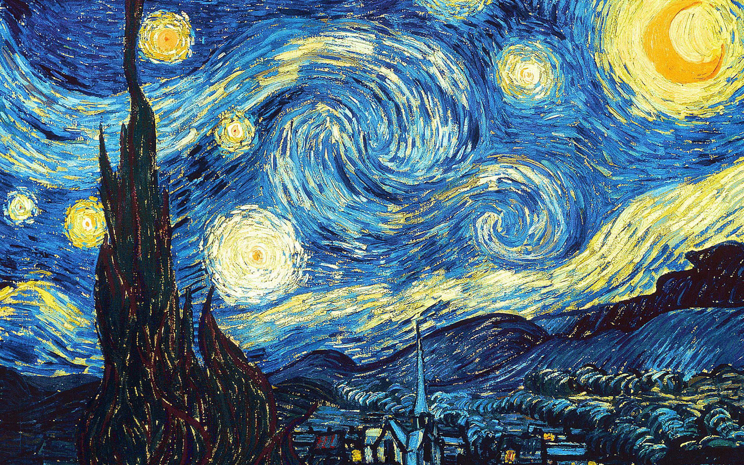 2560x1600 The painting, The Starry Night, van Gogh Wallpaper