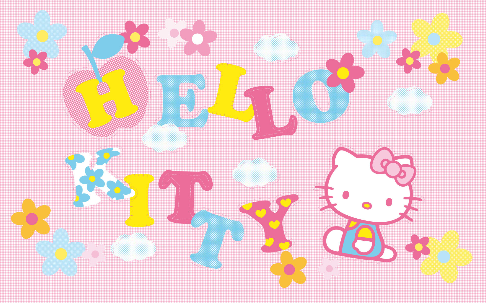 1920x1200 Cute Pink Patchwork Hello Kitty Wallpaper - Cute Wallpapers