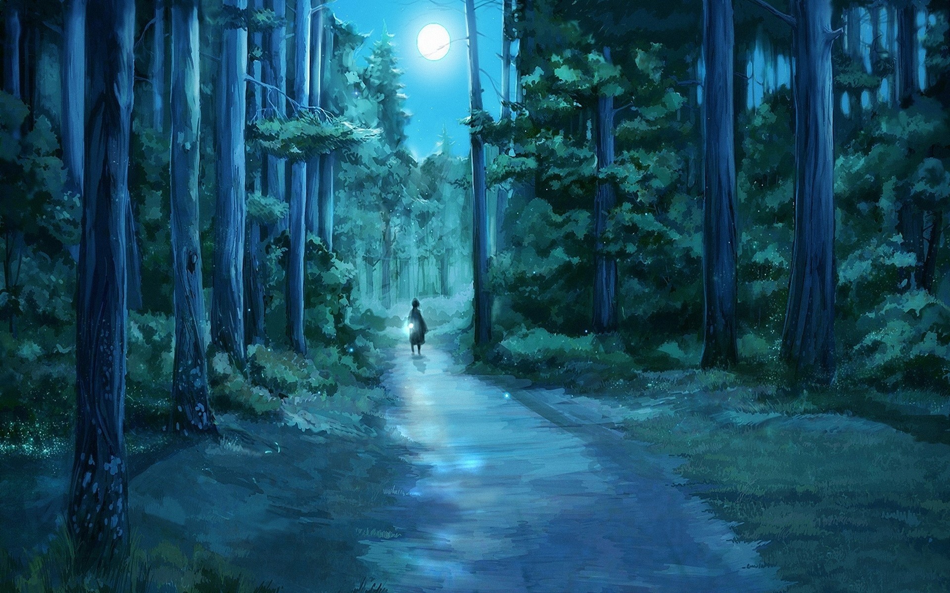 Anime Girl Silhouette Night 4K wallpaper download