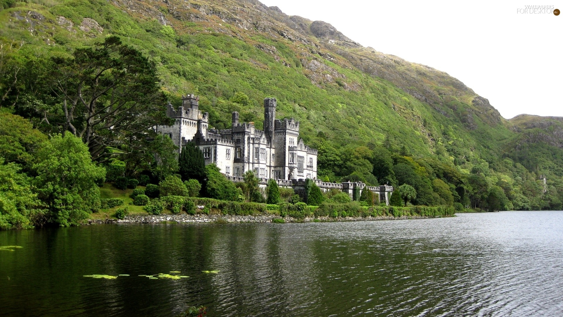 1920x1080 Mountains, Ireland, Castle, lake, Kylemore Abbey