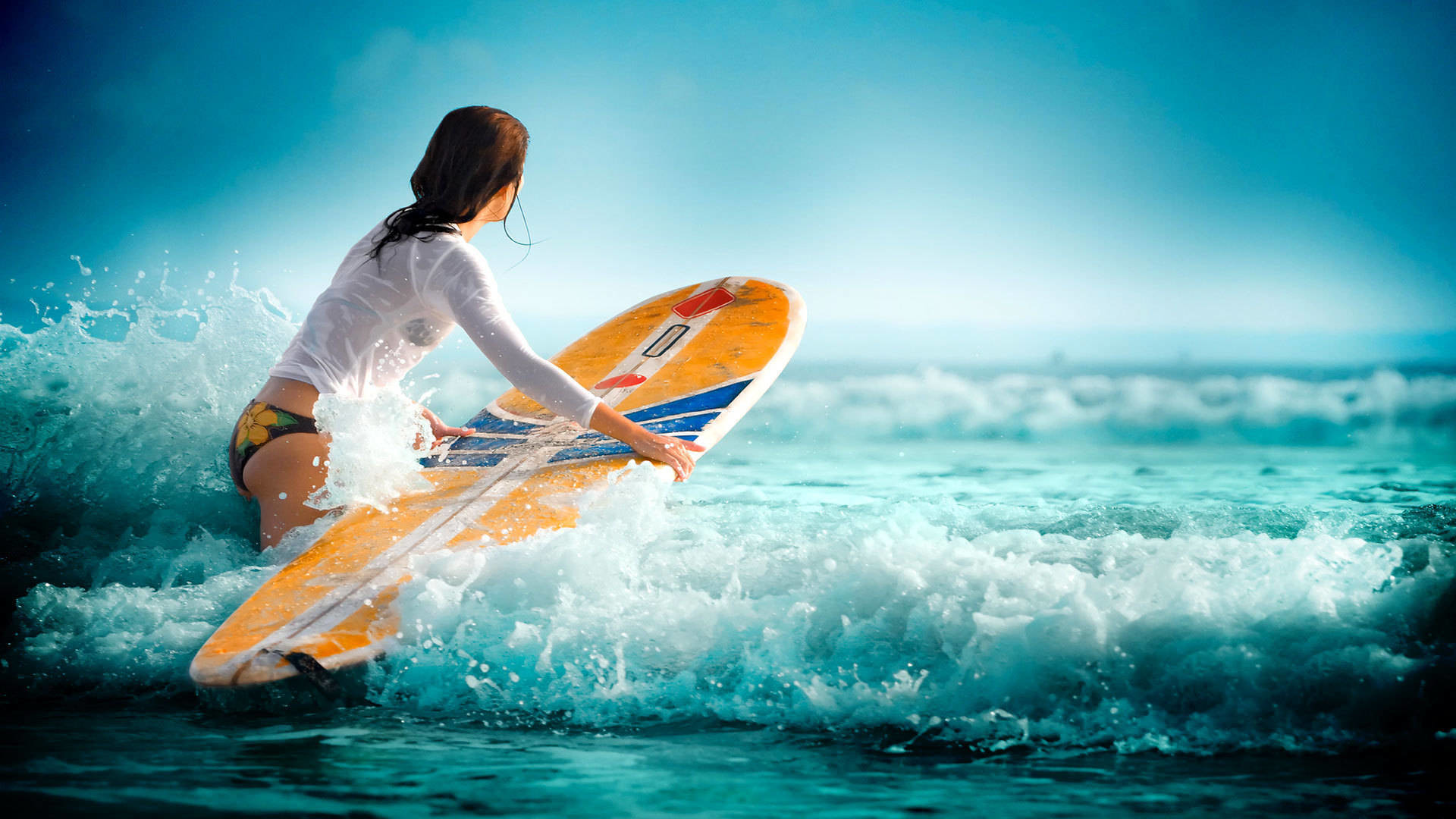 1920x1080 Beautiful girl and surfboard HD wallpaper. More about Sports wallpaper to  download.