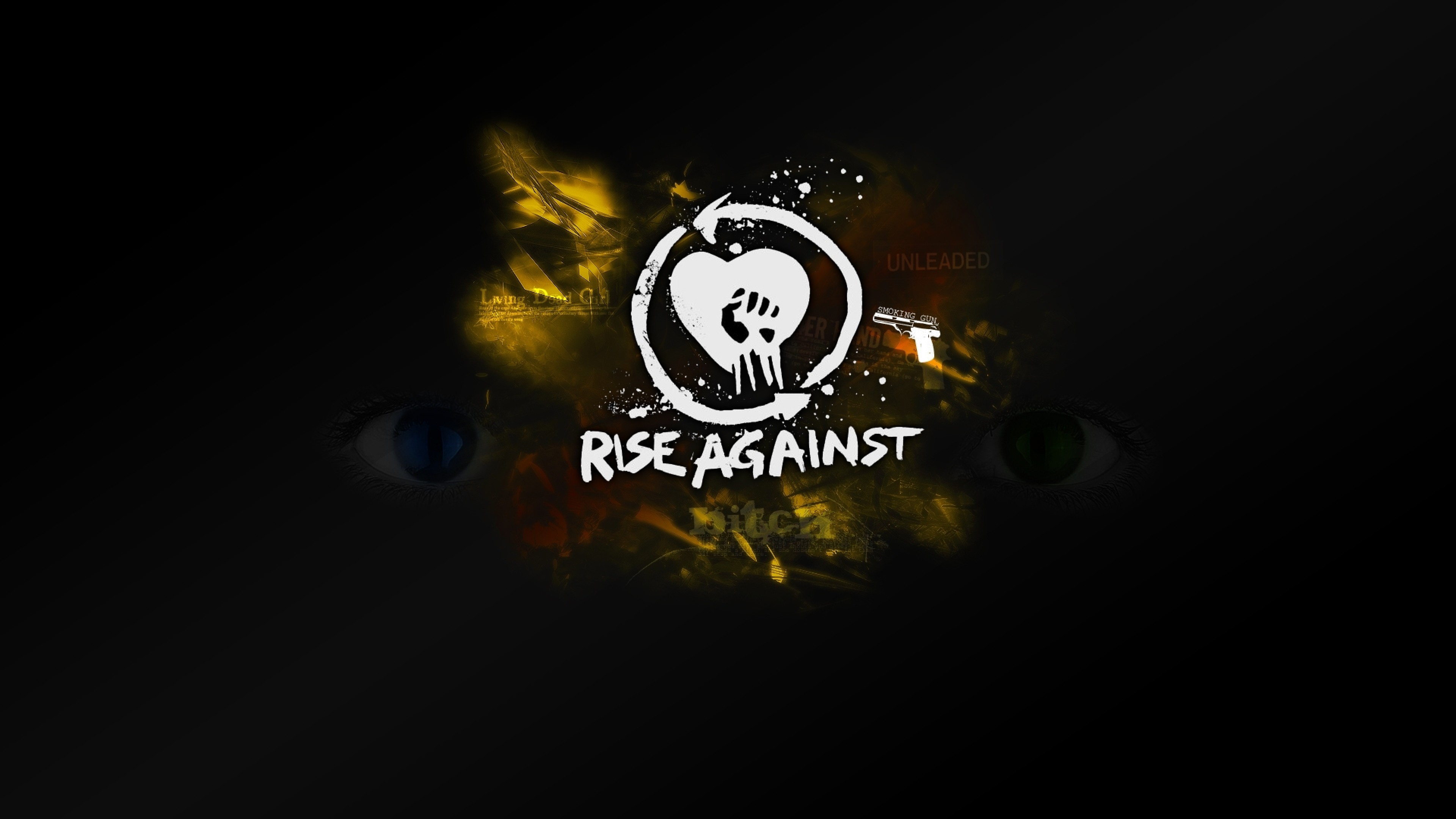 3840x2160  Wallpaper rise against, name, symbol, graphics, eyes