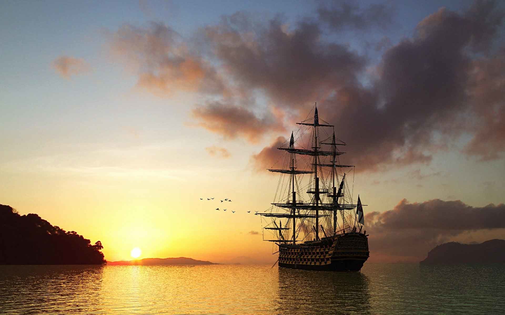 1920x1200 Sunrise Sunset Ships Sail Sails Ship Free Nature Wallpaper For Android