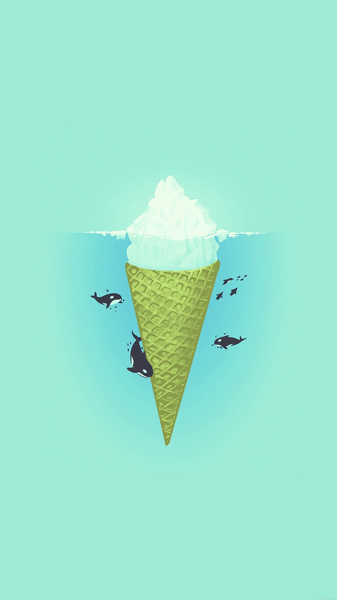 1080x1920 Whale Illust Green Sea Icecream Iiceberg iPhone 6 wallpaper