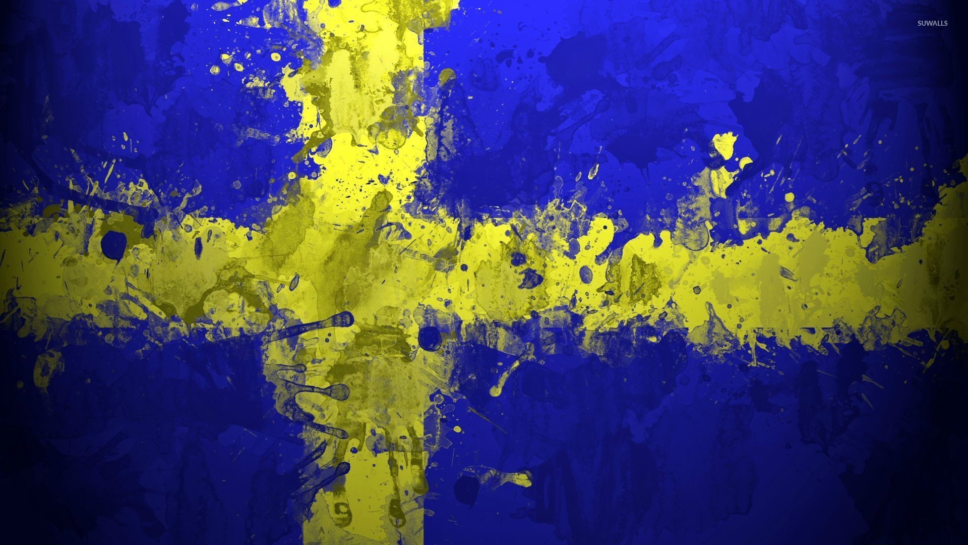 1920x1080 Paint drops on the flag of Sweden wallpaper  jpg