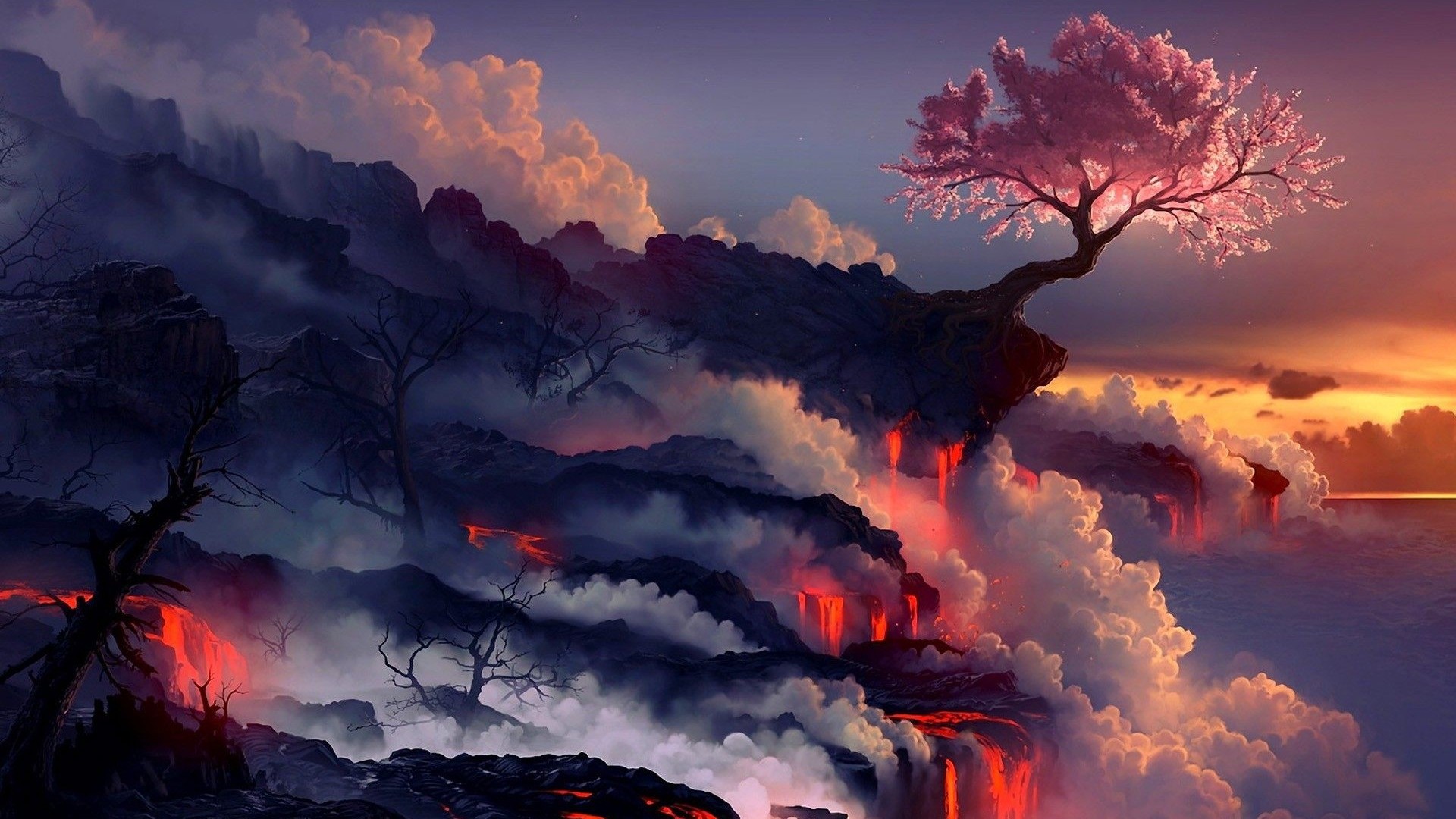 1920x1080 sakura-tree-lava-fantasy-wallpaper-.jpg (1920Ã1080) | Pictures |  Pinterest | Internet