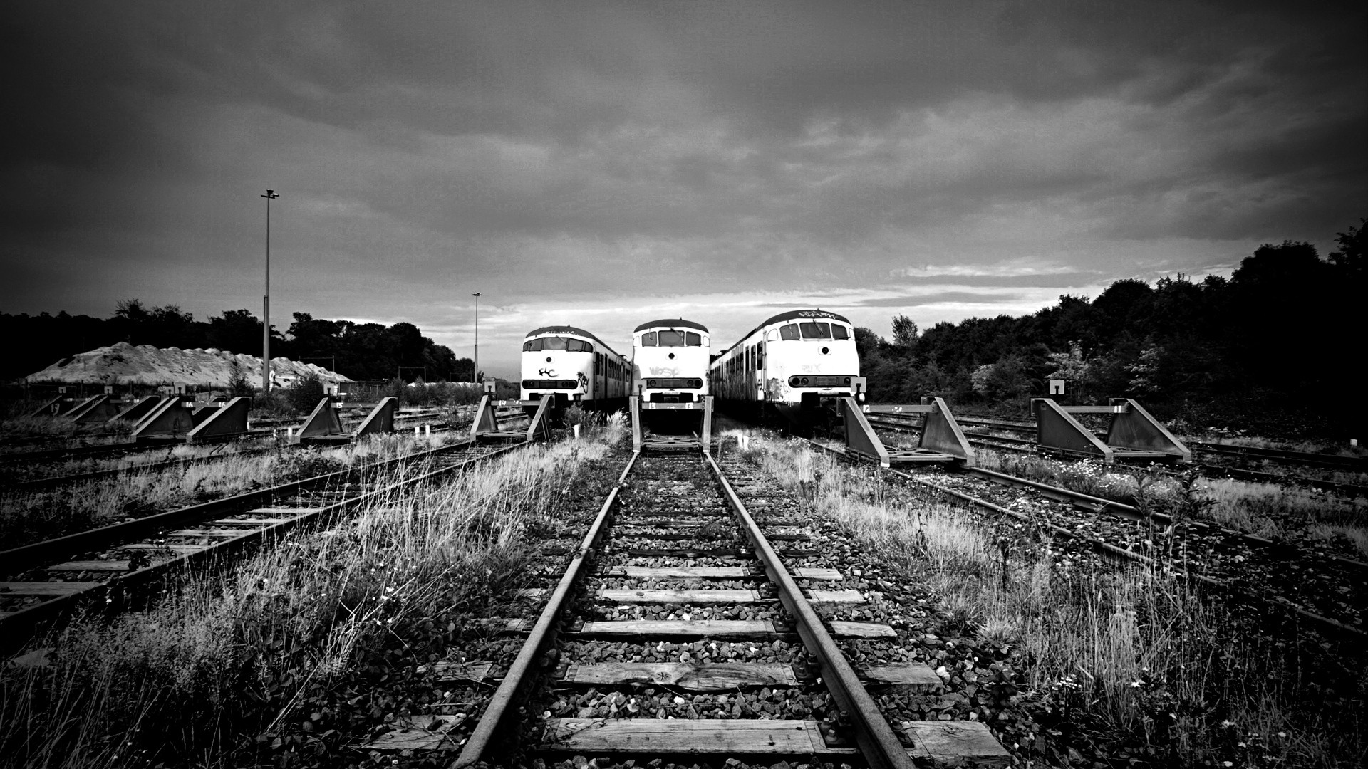 1920x1080  Wallpaper train, railway, rails, black and white