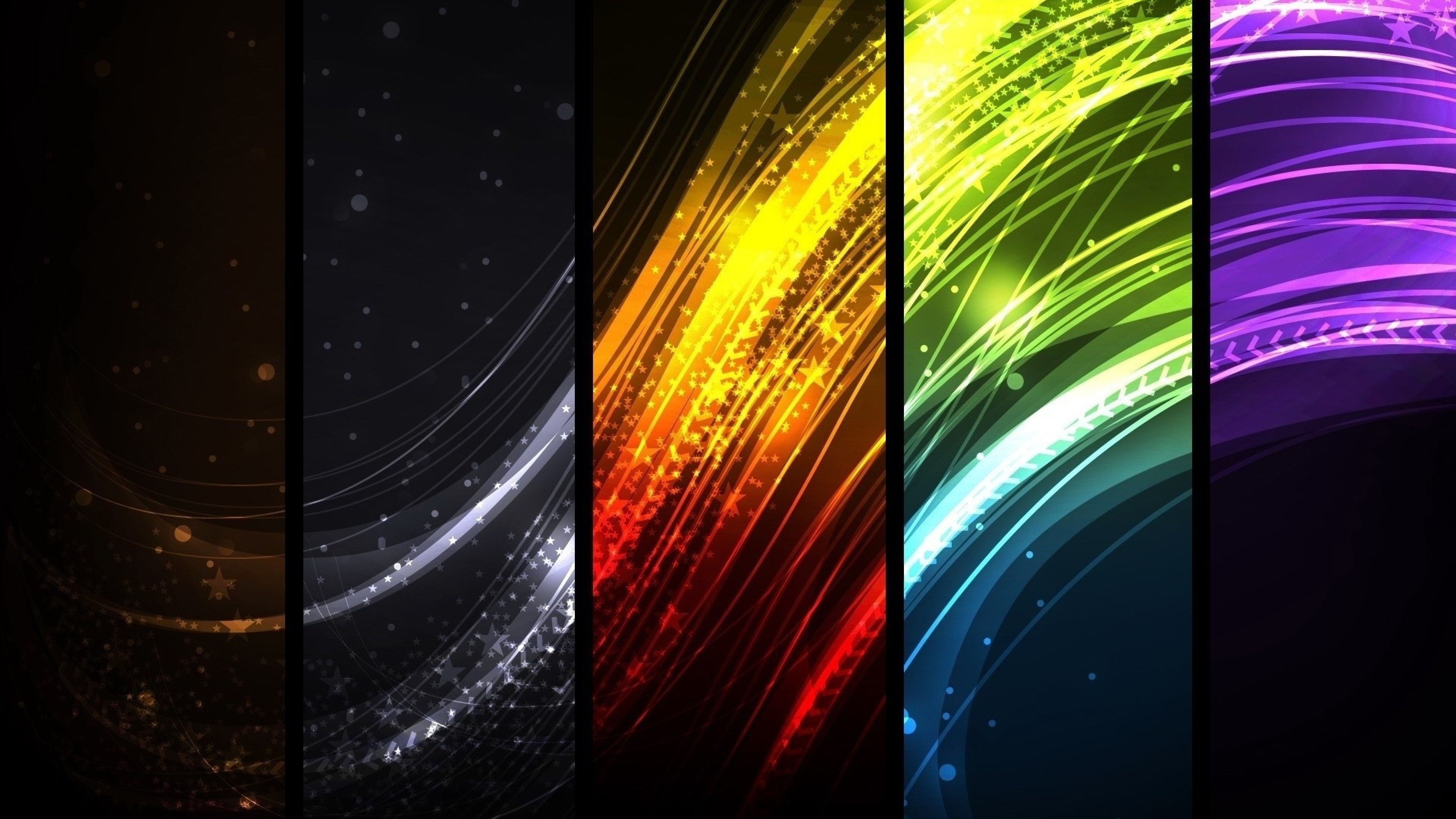 3840x2160  Wallpaper colorful, rays, lines, rectangles