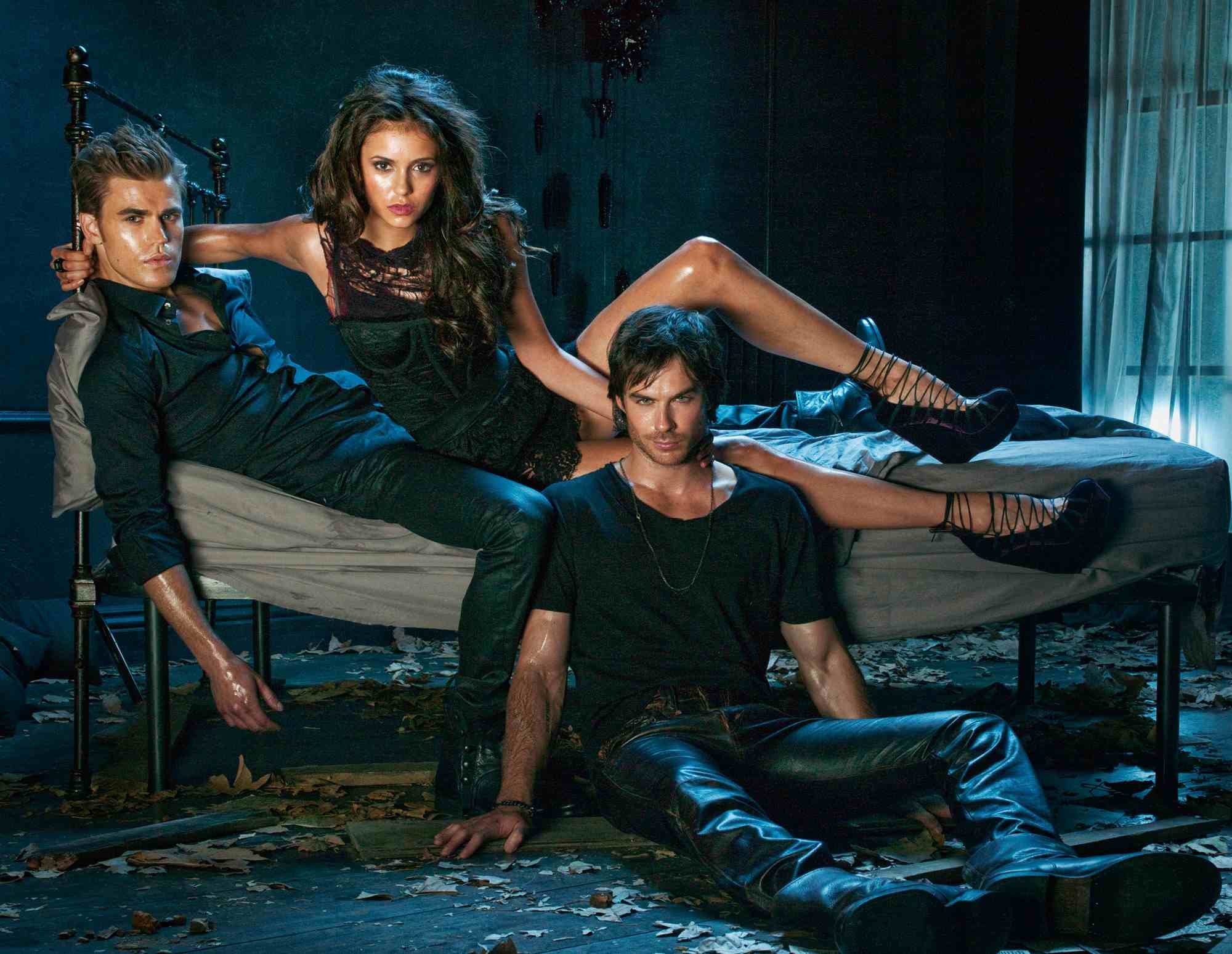2000x1548 The Vampire Diaries Cast: Paul Wesley "Stefan Salvatore," Nina Dobrev  "Elena Gilbert," Ian Somerhalder "Damon Salvatore"
