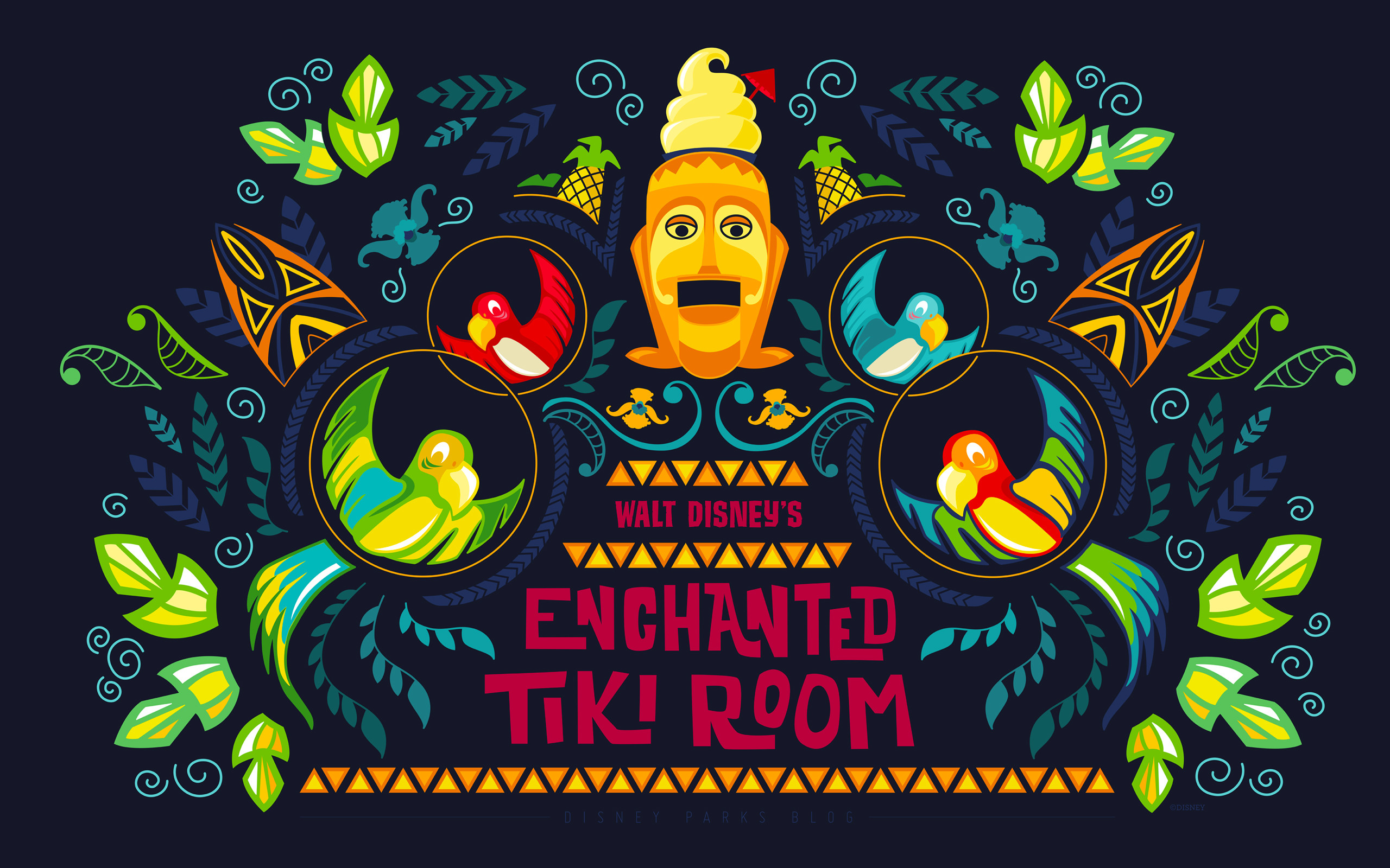 2560x1600 45th Anniversary Wallpaper – Walt Disney's Enchanted Tiki Room – Desktop