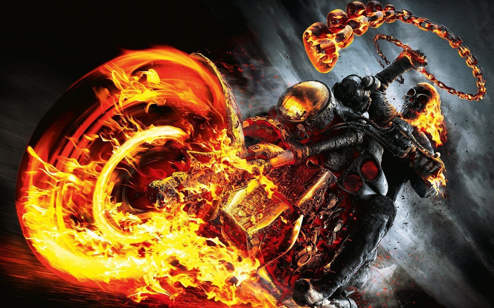 1920x1200 Ghost Rider Spirit Of Vengeance Skull Fire Bike Wallpapers .