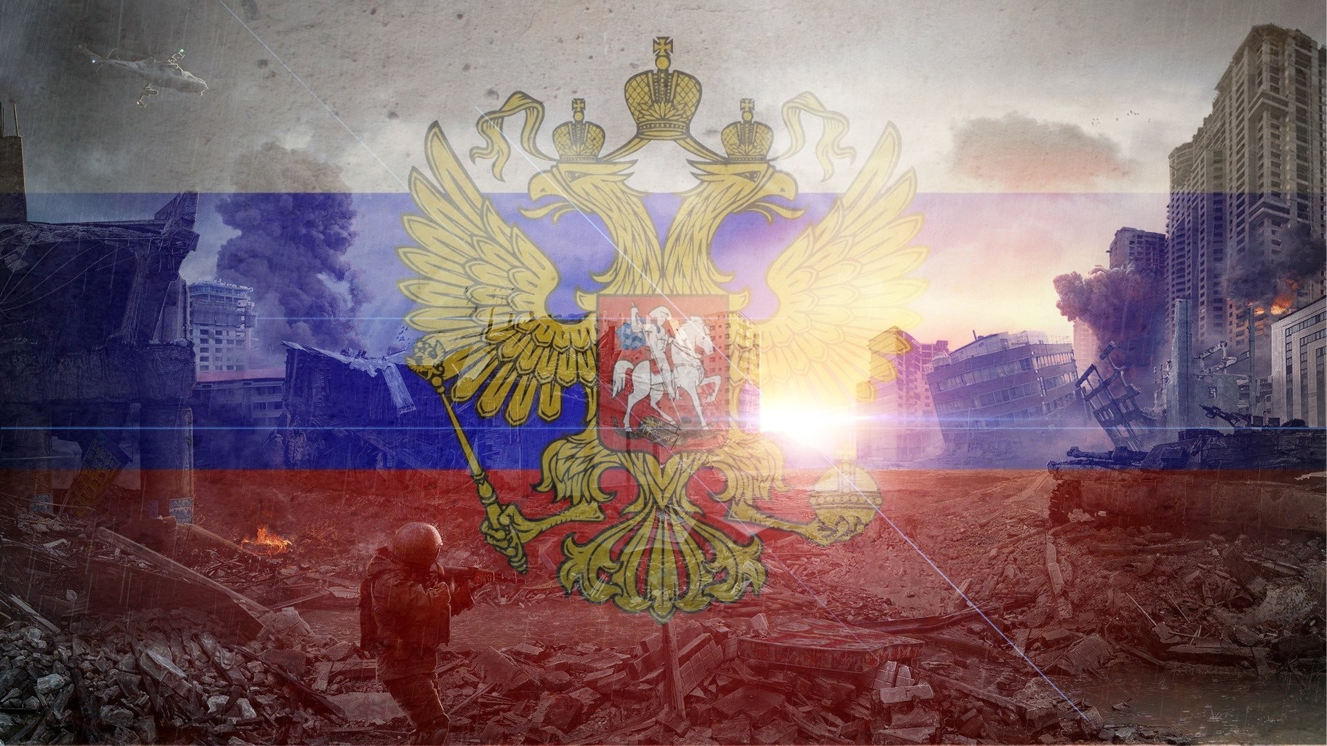 1920x1080 ... russia russia flag country town destruction sun HD wallpaper