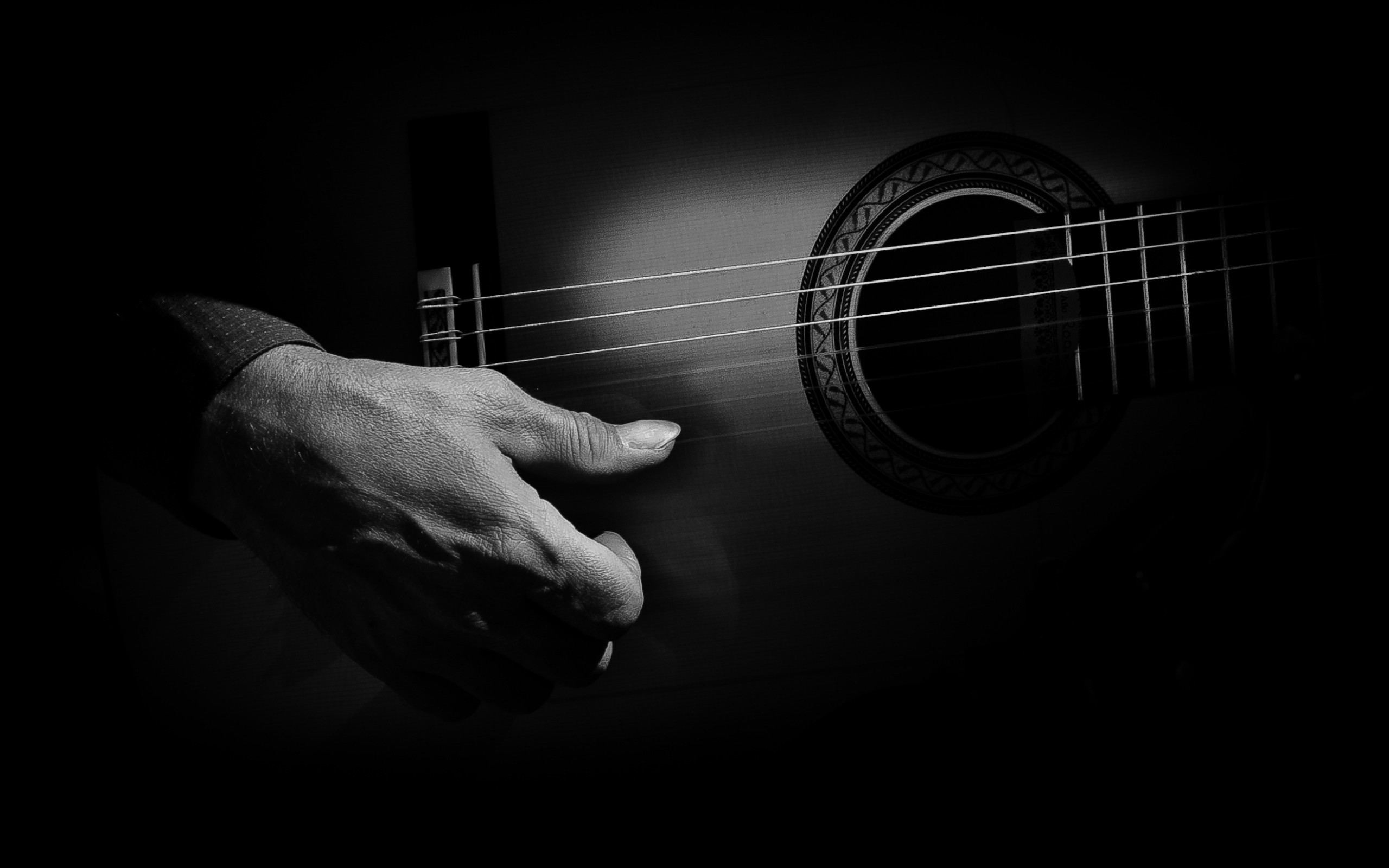 2560x1600 Dark Guitar Strings Player Hand