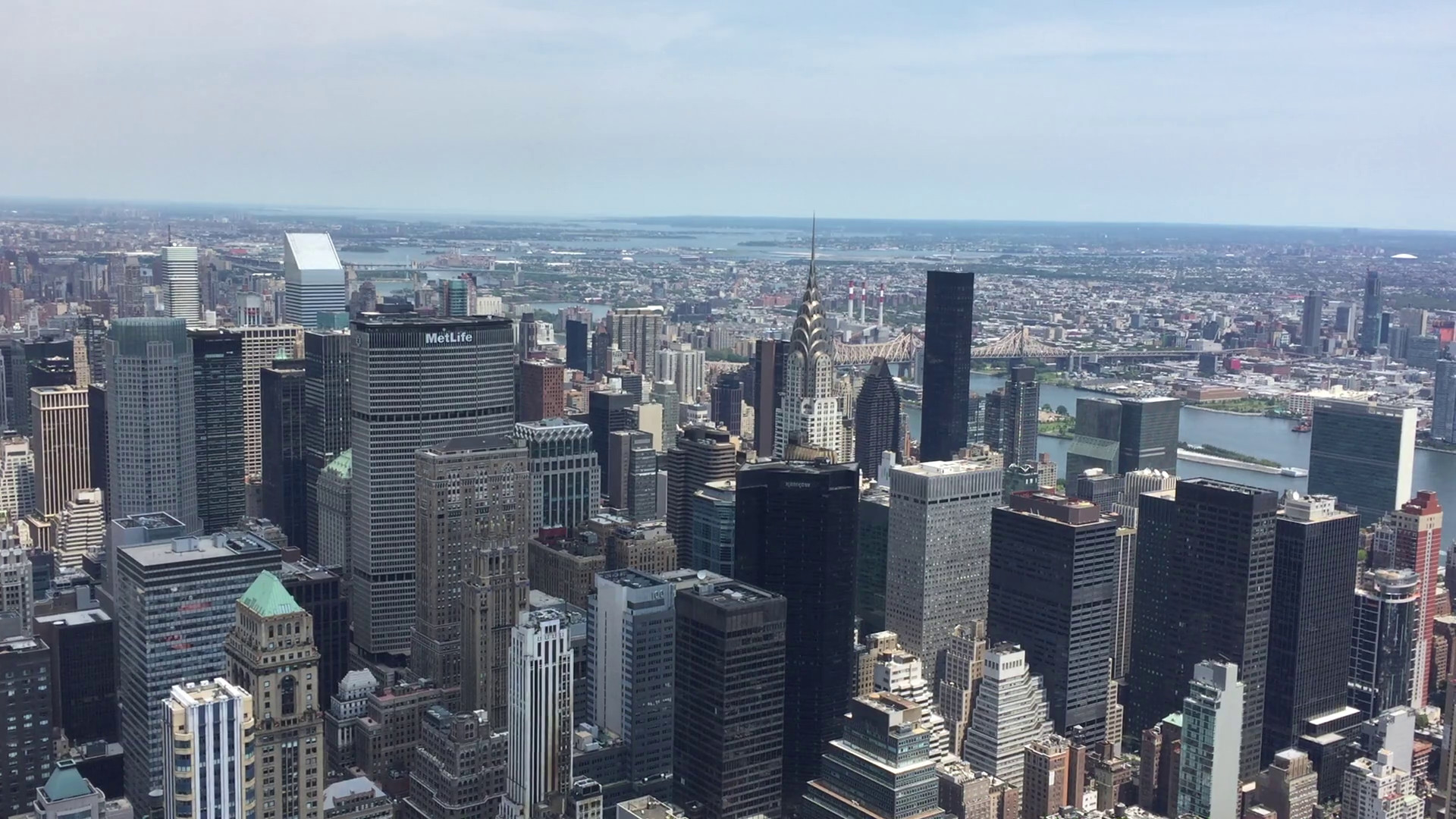 1920x1080 NEW YORK CITY - JULY 2016: Aerial view of the Chrysler building and Metlife  building from the Empire State Building Stock Video Footage - Storyblocks  Video