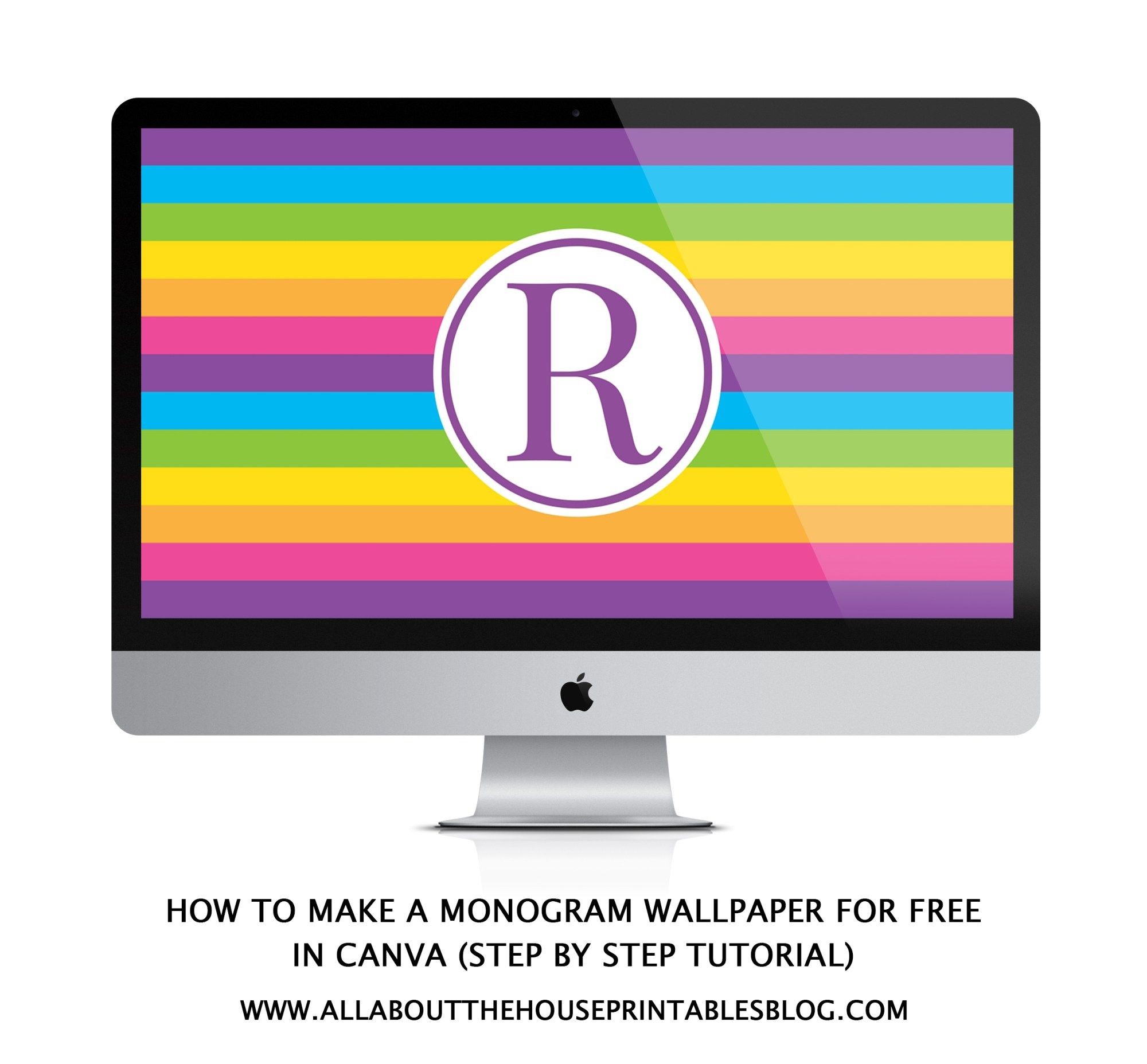 2000x1856 How to make a monogram desktop wallpaper free tutorial to set as laptop  computer background iphone ipad tablet screensaver rainbow preppy