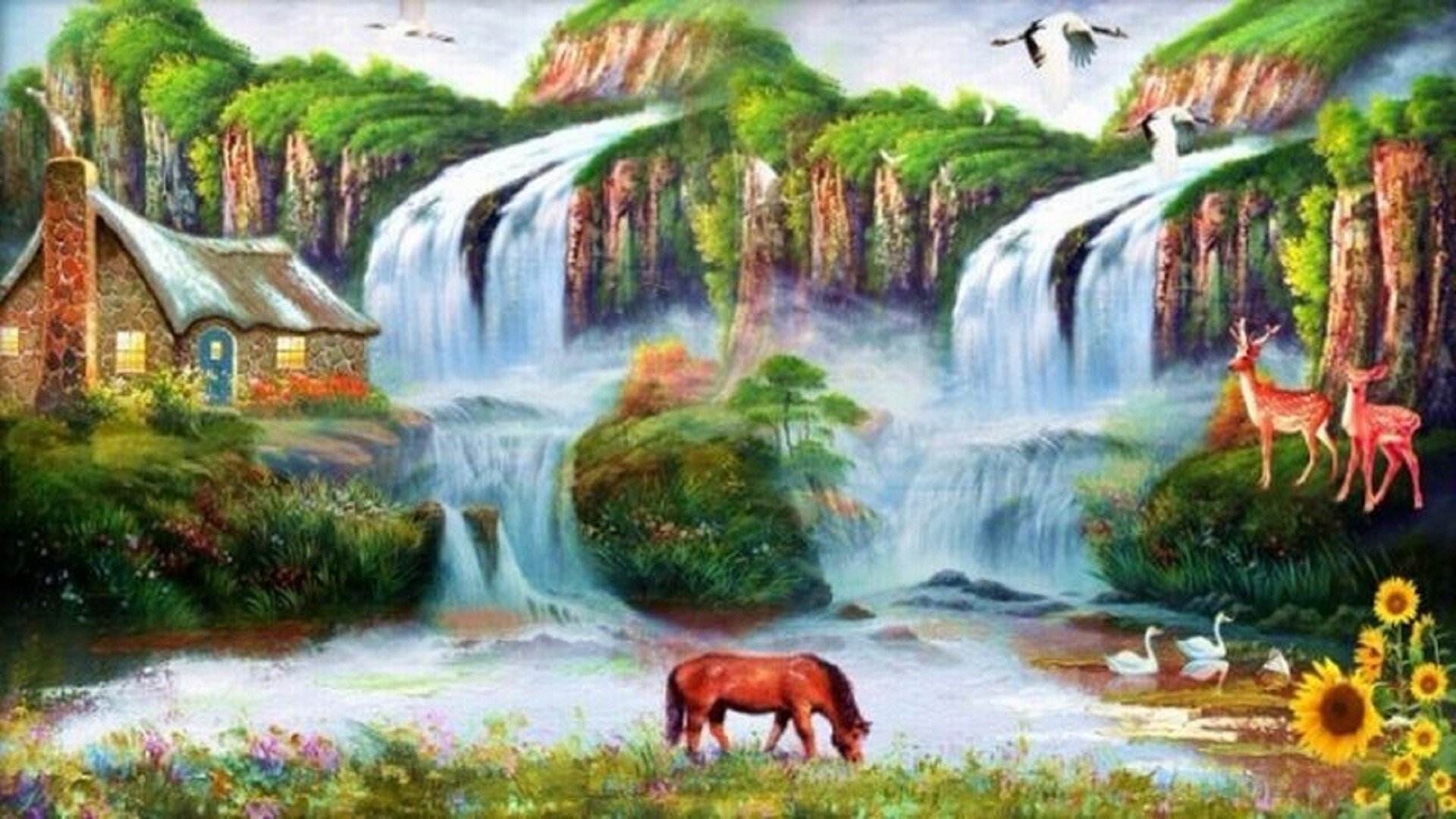 1920x1080 Most beautiful waterfalls painting in oils photography. Painting falling  water can be a difficulty for newbies.