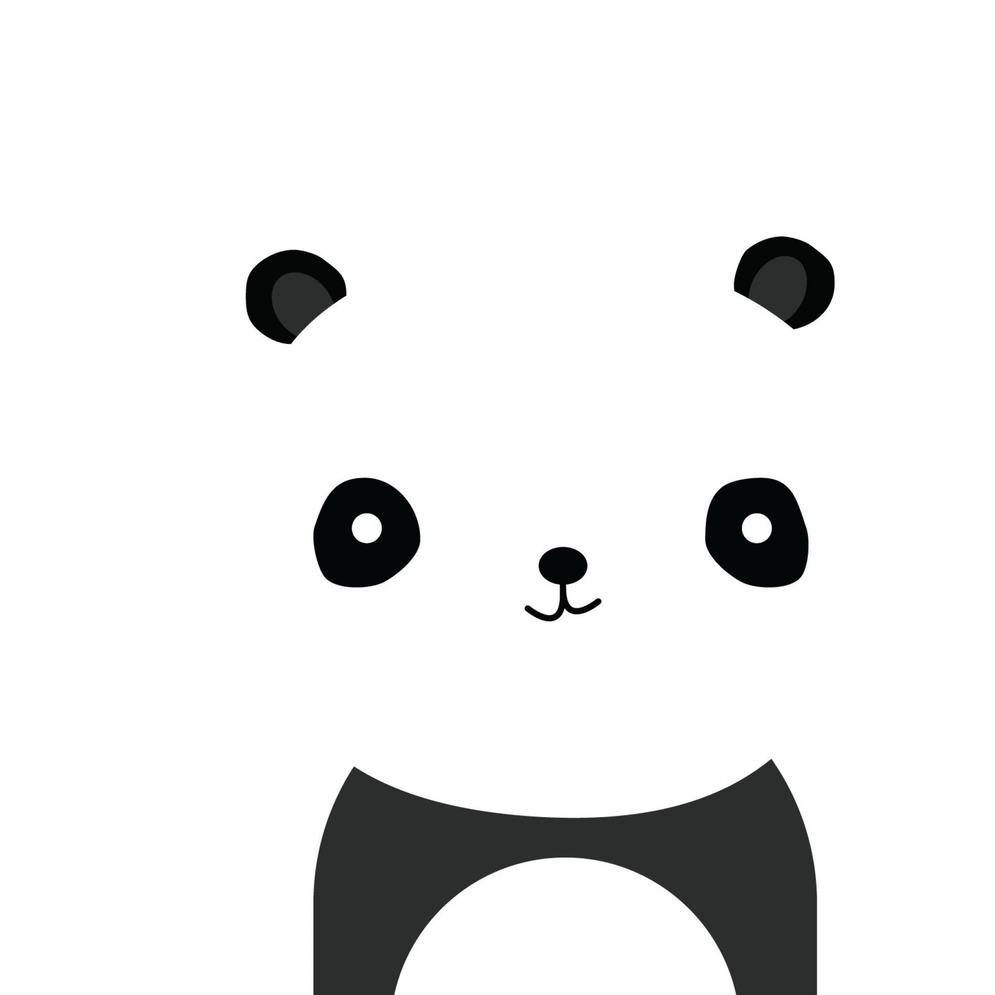 2048x2048 Preview wallpaper panda, smile, white, black, minimalist 