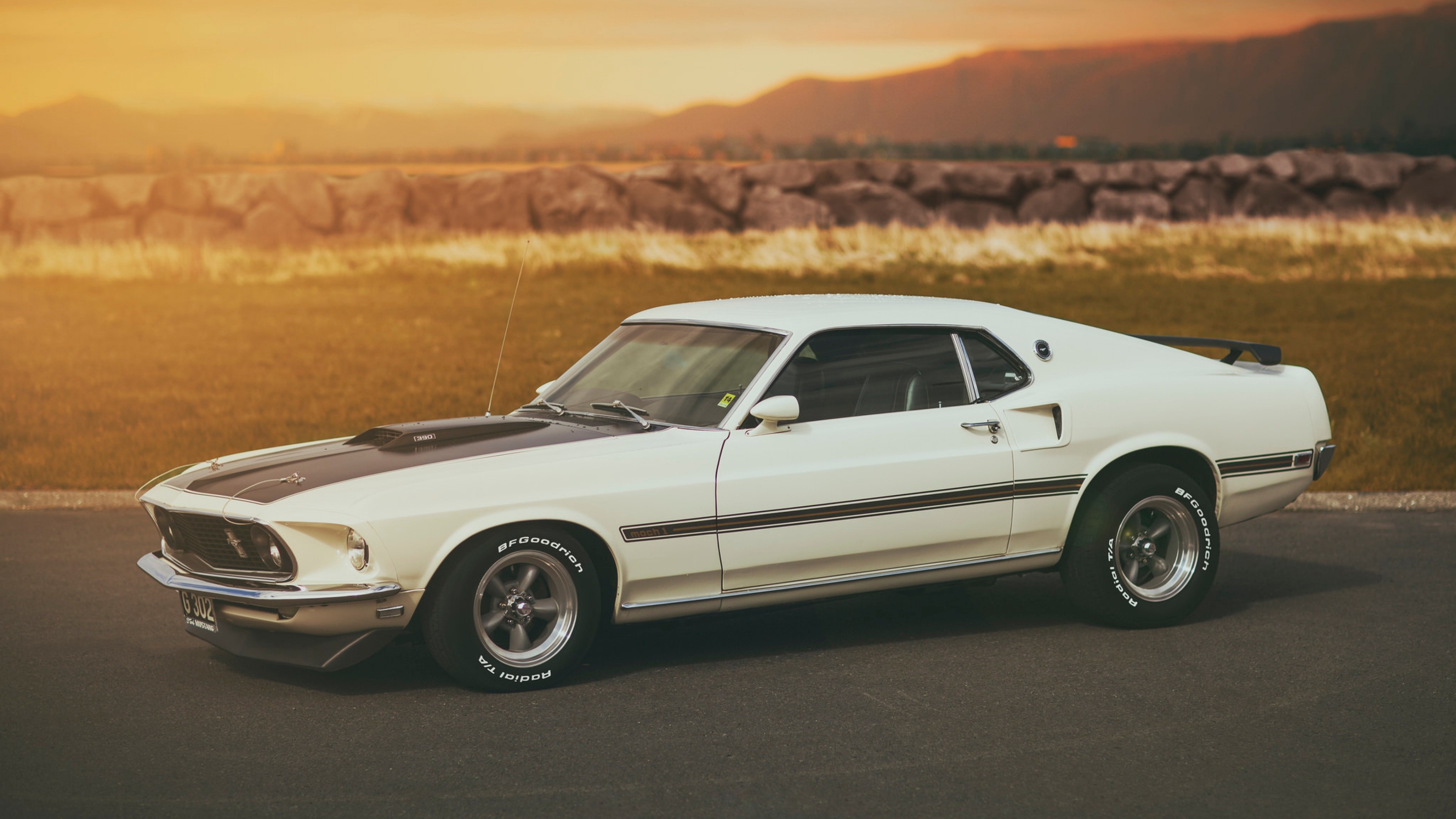 3840x2160  Wallpaper ford, white, mach 1, mustang