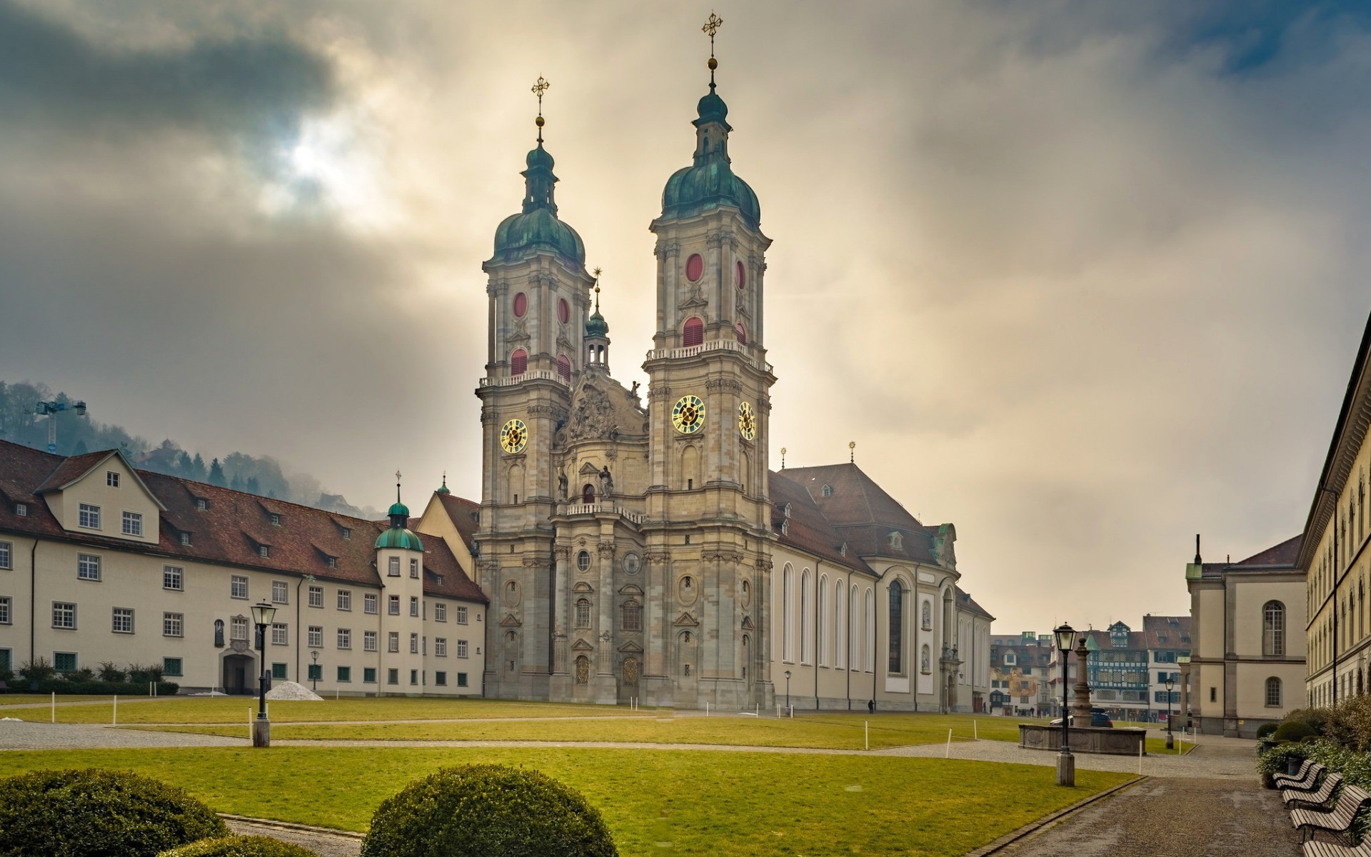 1920x1200 St Gallen, monastery church, Roman Catholic Diocese of Saint Gallen,  Switzerland, landmarks