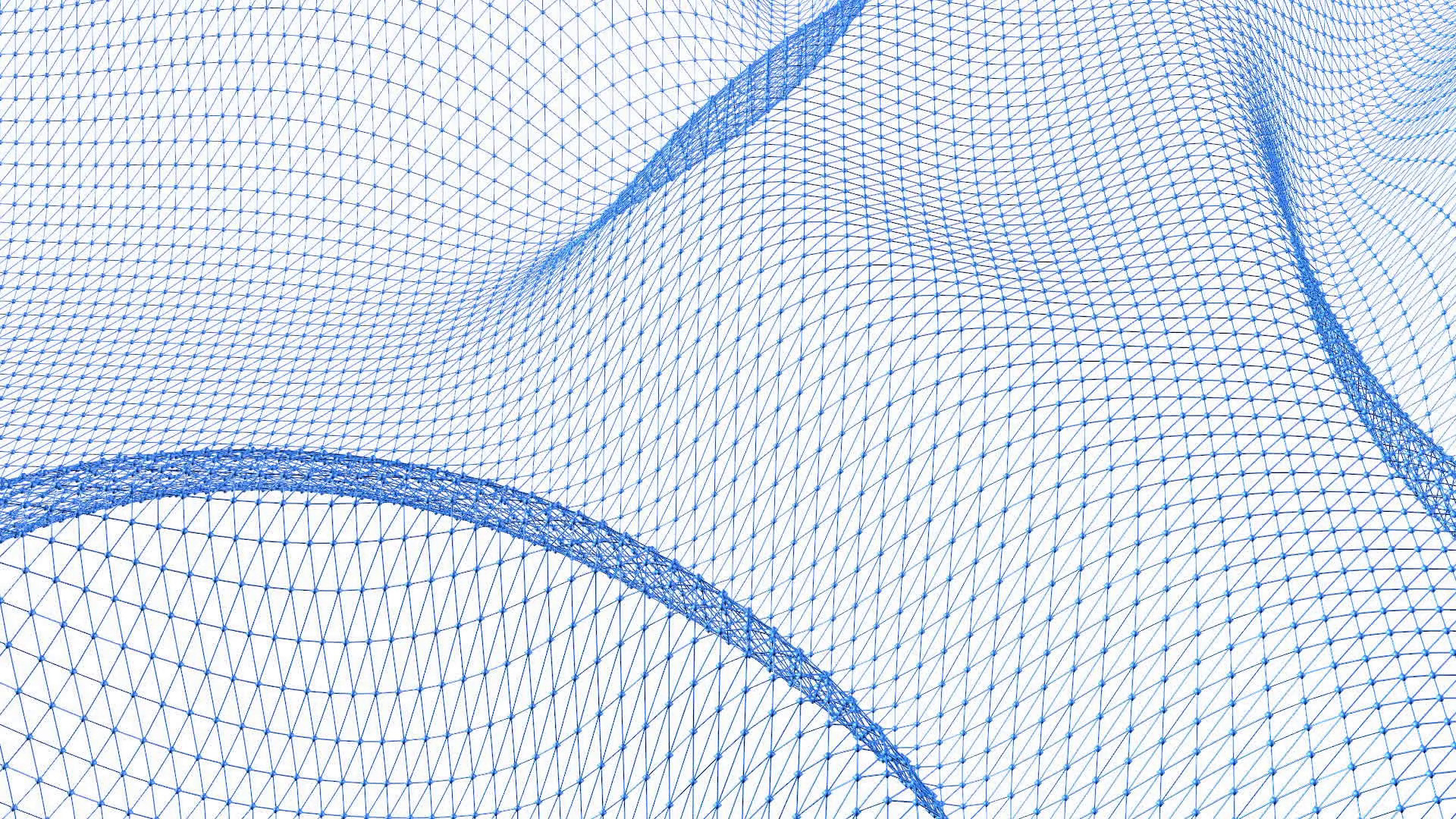 1920x1080 Abstract clean blue waving 3D grid or mesh as stylish 3D background. Blue  geometric vibrating environment or pulsating math background.