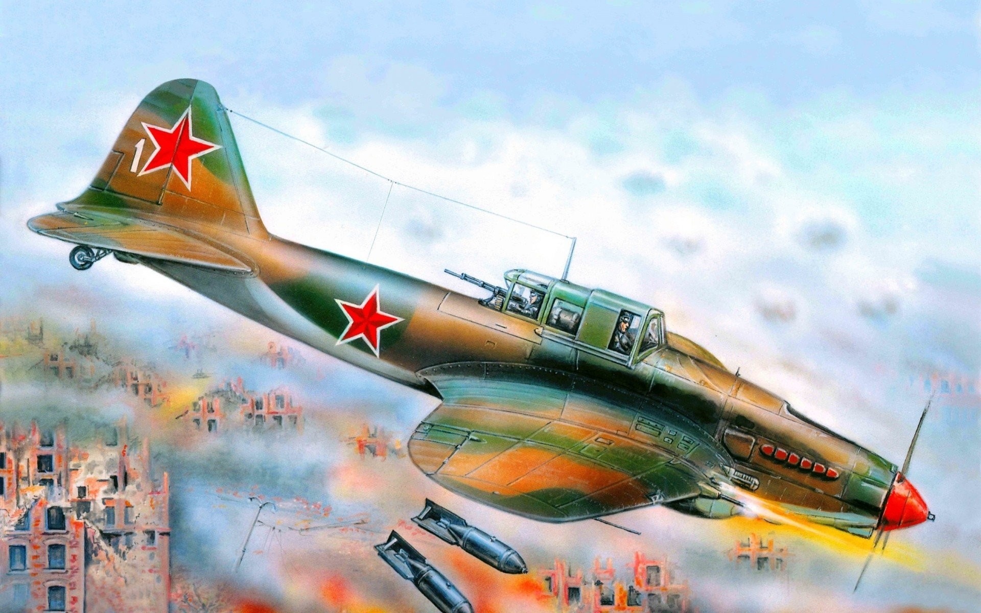 1920x1200 plane art attack bob m3 il- 2 soviet