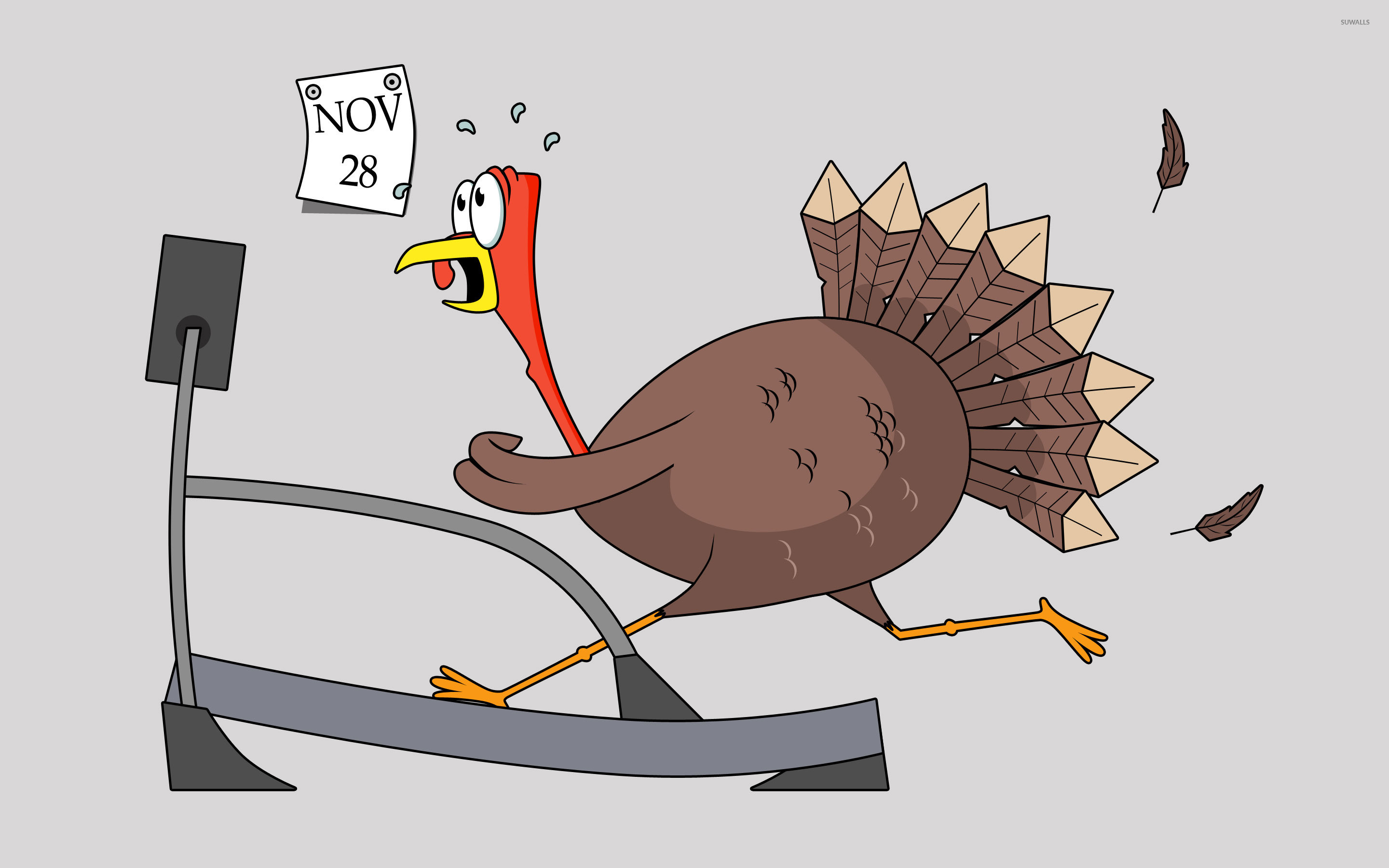 2880x1800 Thanksgiving turkey on a treadmill wallpaper