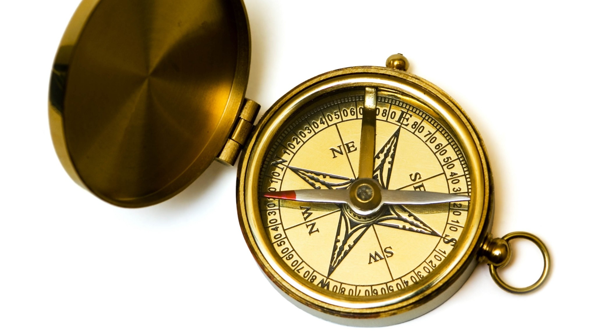 2048x1152 Preview wallpaper gold, white background, compass 