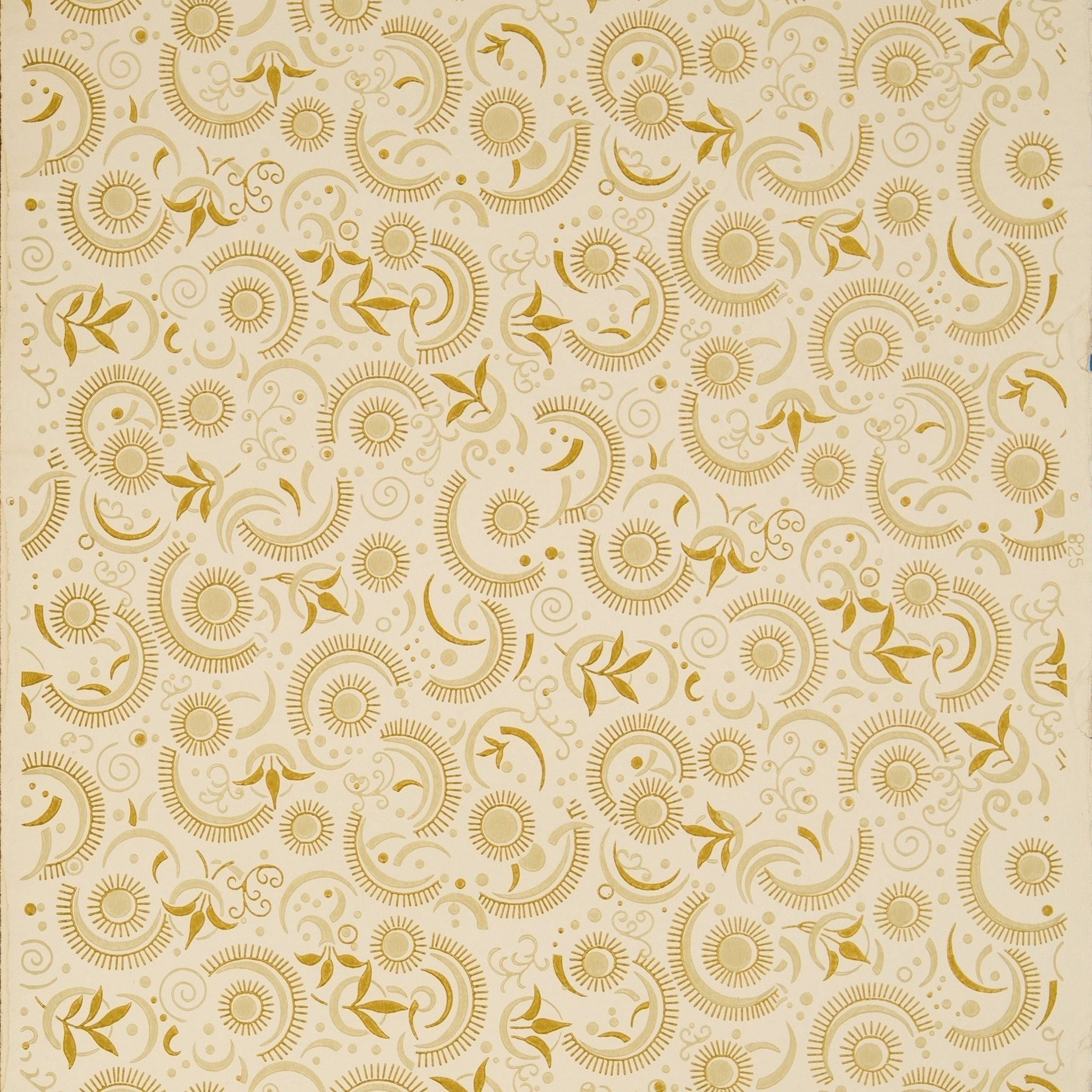 2048x2048 Conventionalized Scrolls, Crescents, Sprigs - Antique Wallpaper Remnant
