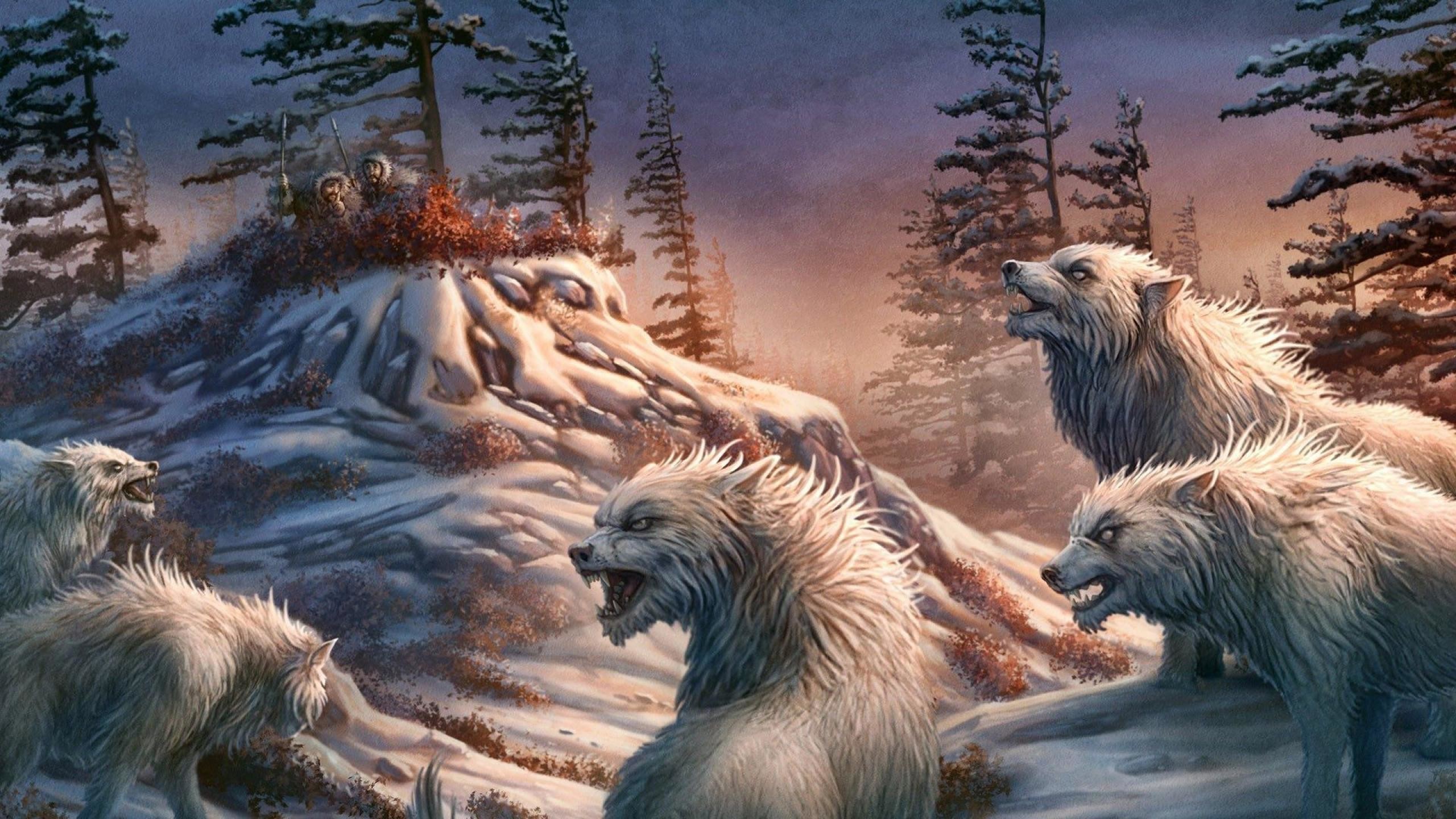2560x1440 Fantasy - Wolf Wallpaper