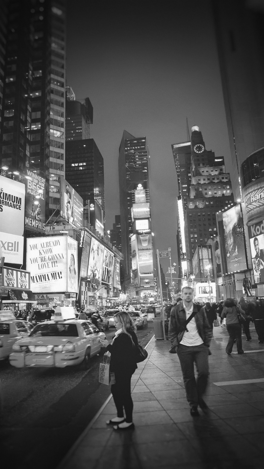 1080x1920 New York Street Night City Dark Vignette #iPhone #7 #wallpaper