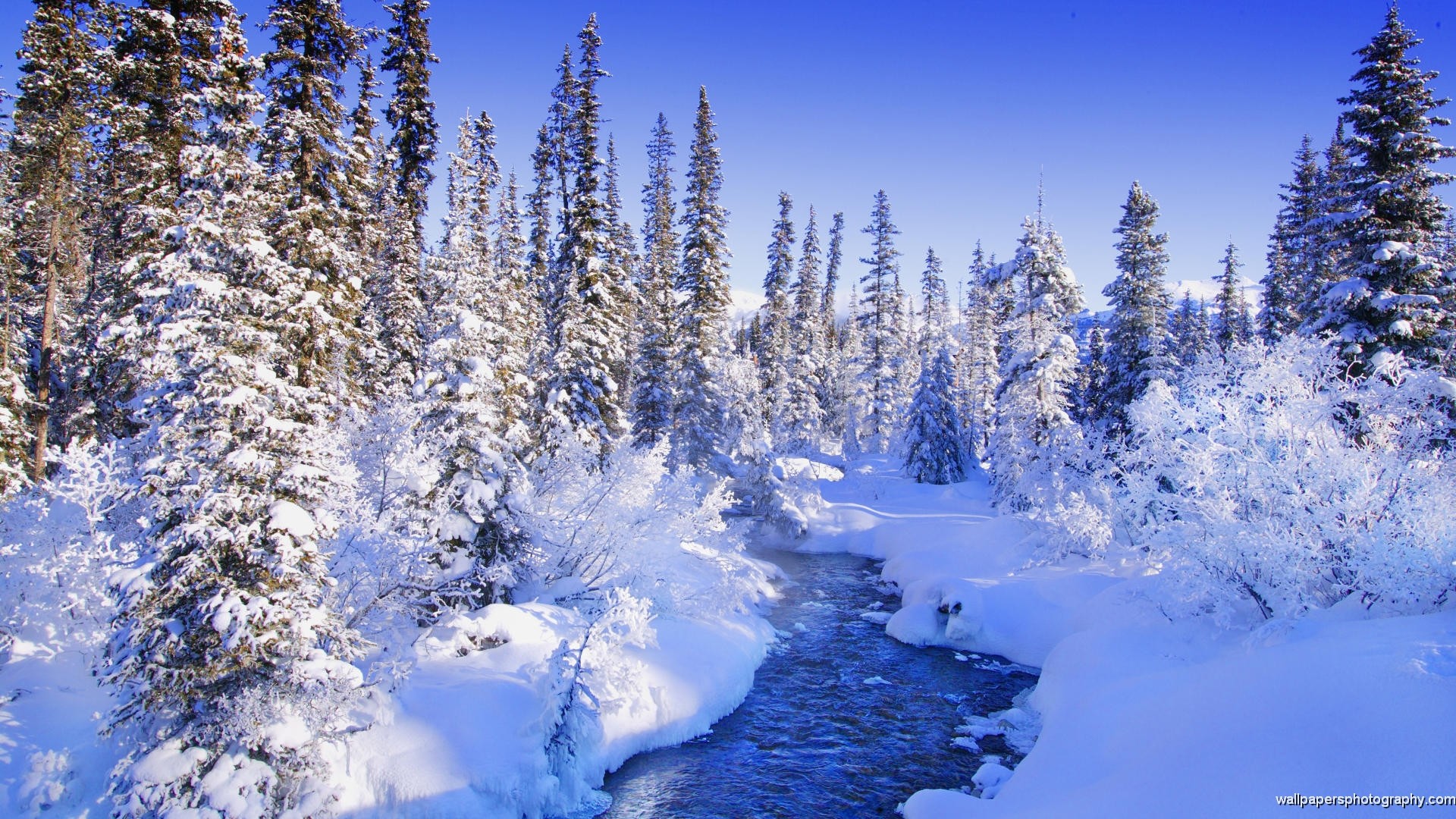 1920x1080 Mountain River in Winter