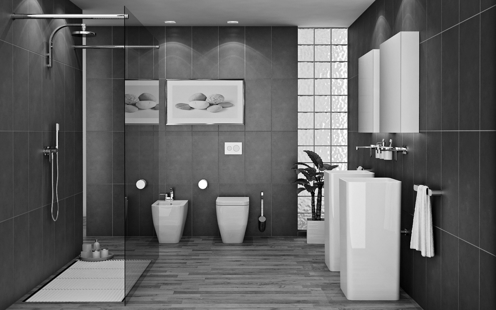1920x1200 ... Black and White Tile Bathroom ...