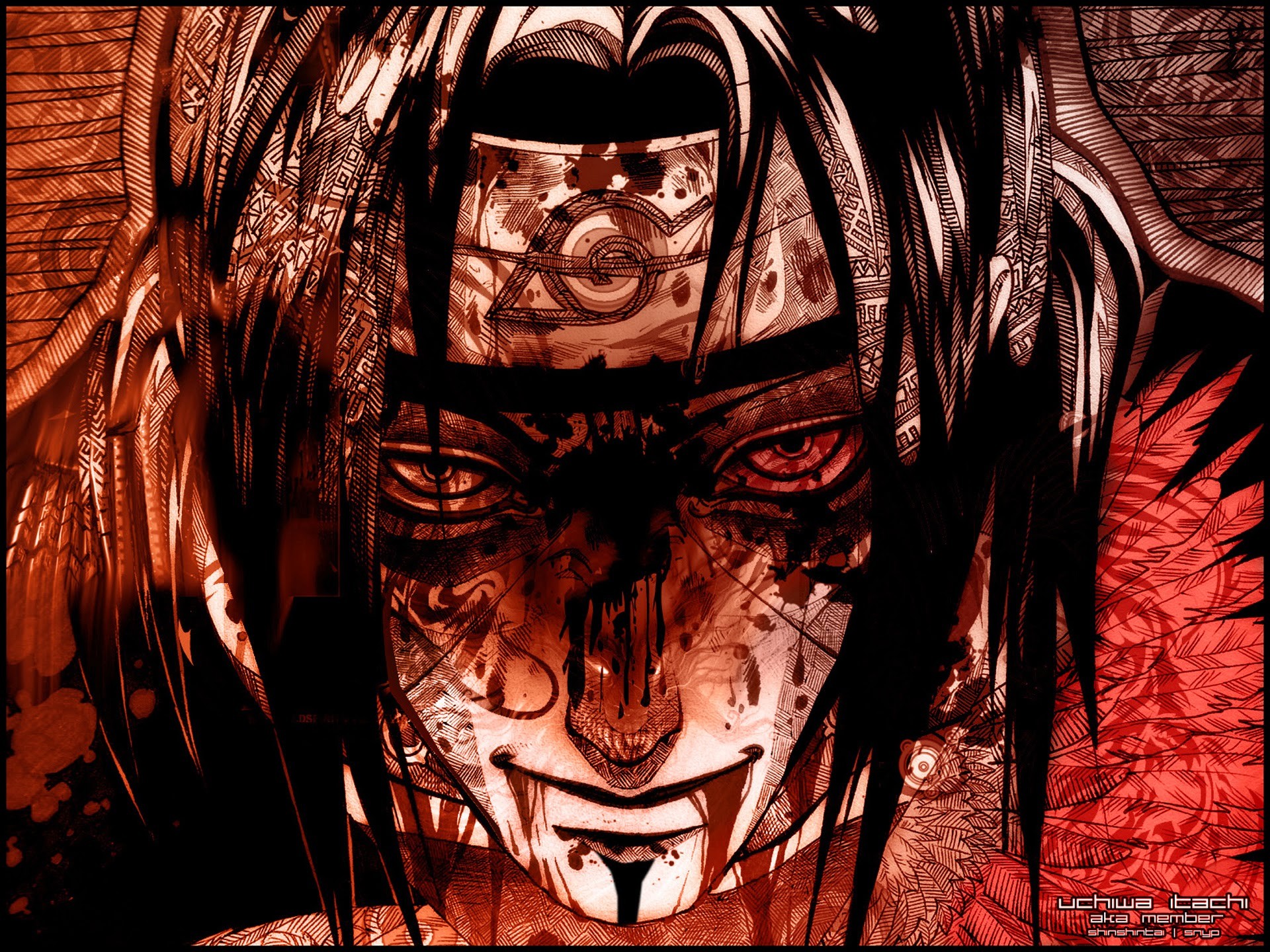 Naruto Itachi Uchiha with Red Eyes Wallpaper Desktop & Laptop