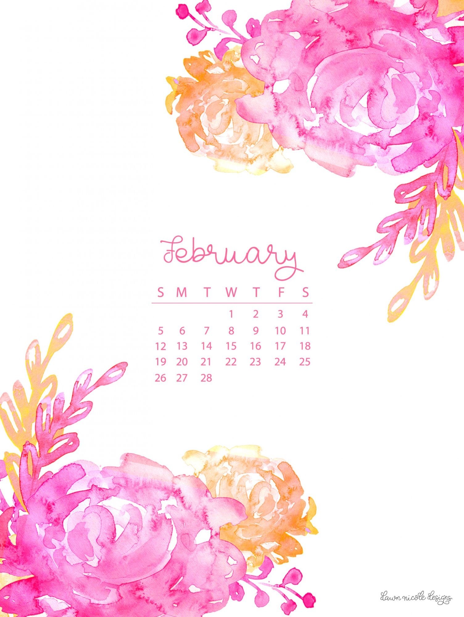 1504x2000  February 2017 Calendar + Tech Pretties