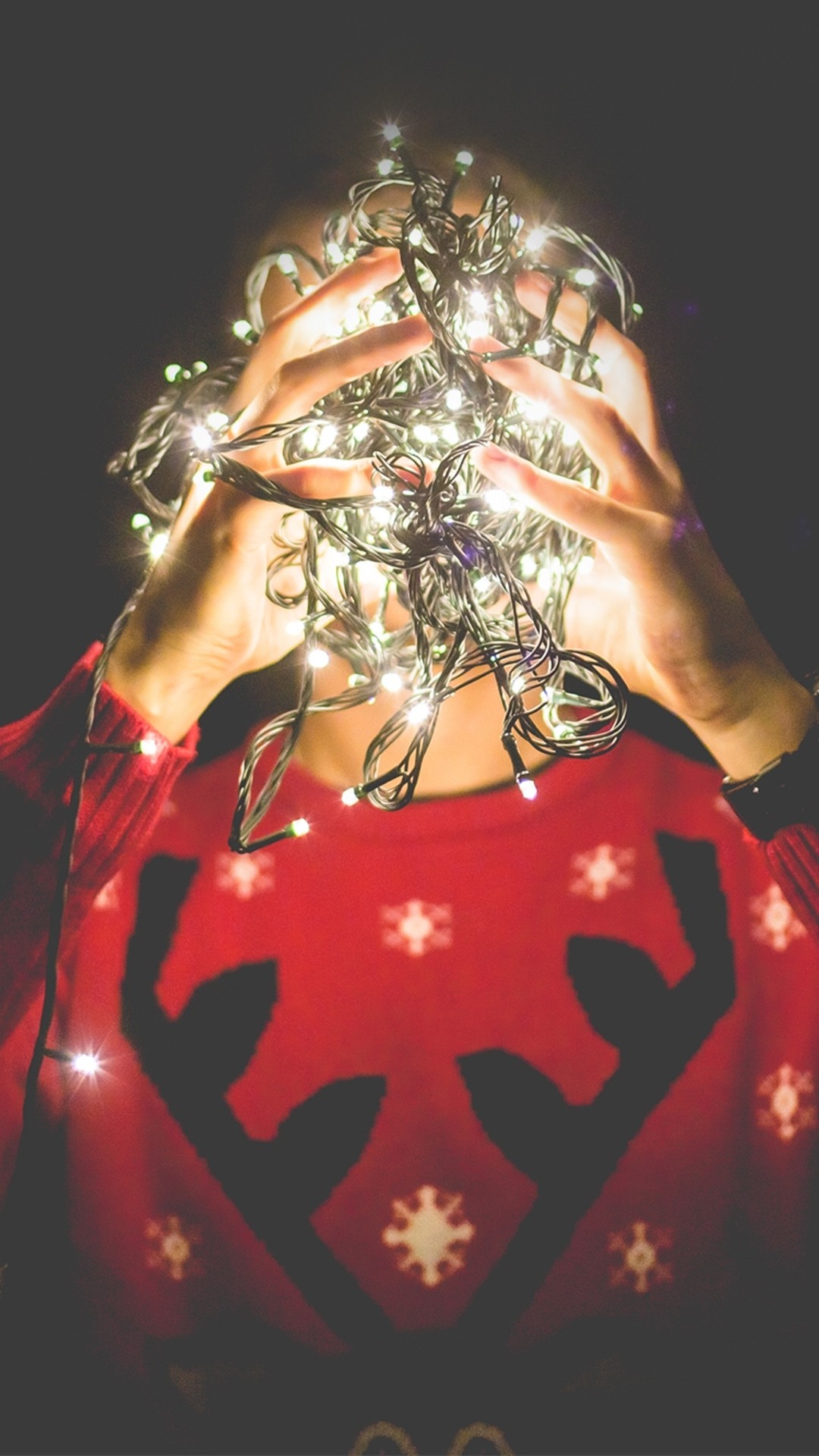 1080x1920 Christmas Lights Rentier Pullover iPhone 8 Plus Wallpaper
