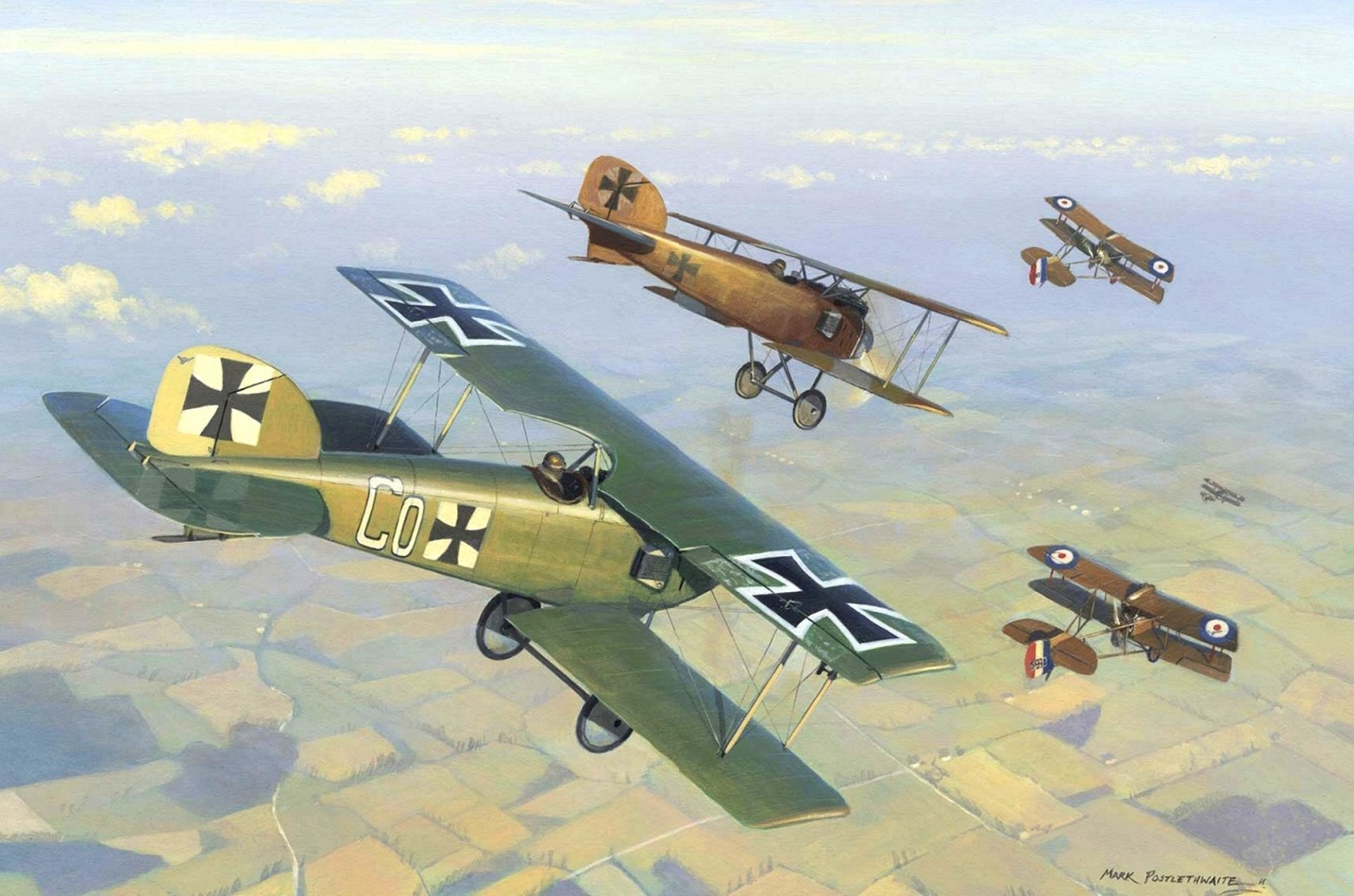 1920x1270 art sky dogfight english dh 2 german albatros d id ii western front 1916god  ww1 picture